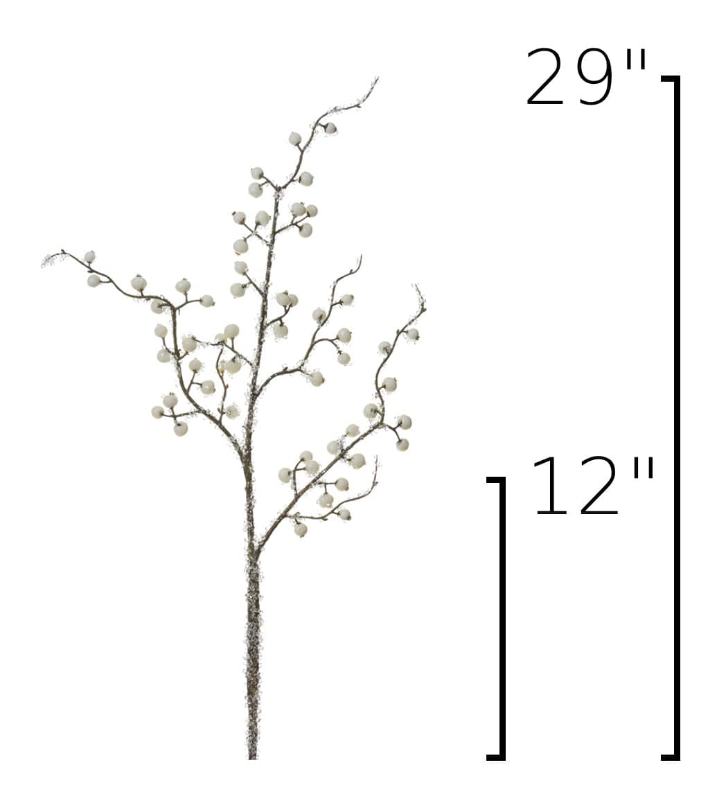 29" Faux Iced White Berry Stem