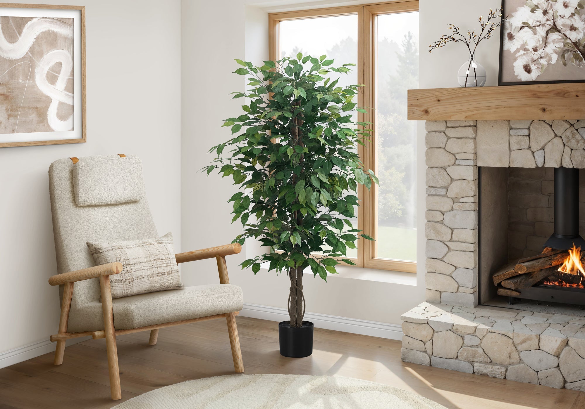 Artificial Ficus Tree - 58" Tall Indoor Faux Plant