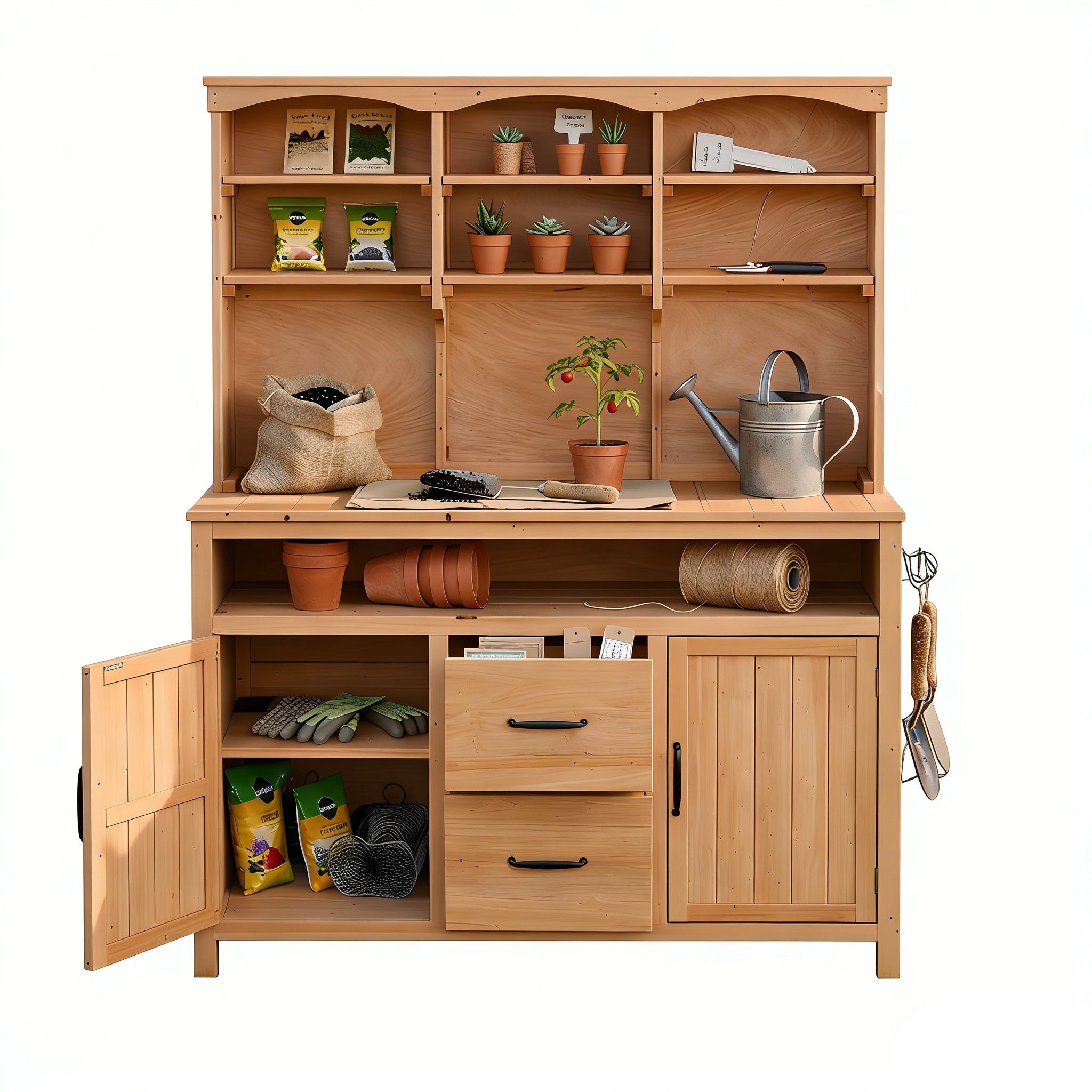 TOPMAX Large Fir Wood Potting Bench