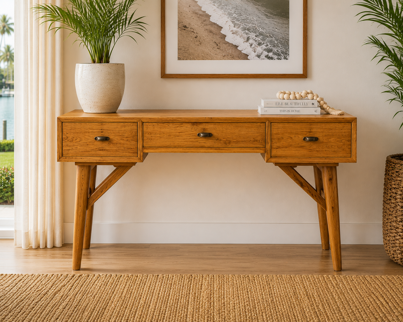 Recycled Teak Mid Century Desk