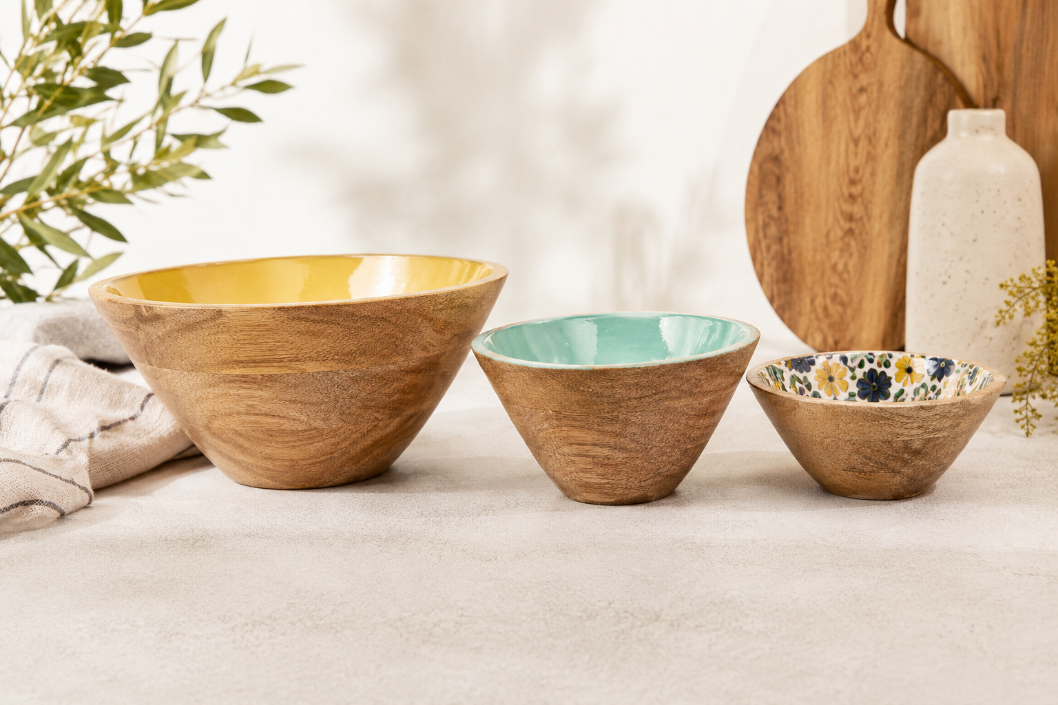 House of Avana Mango Wood Bowl Set of 3