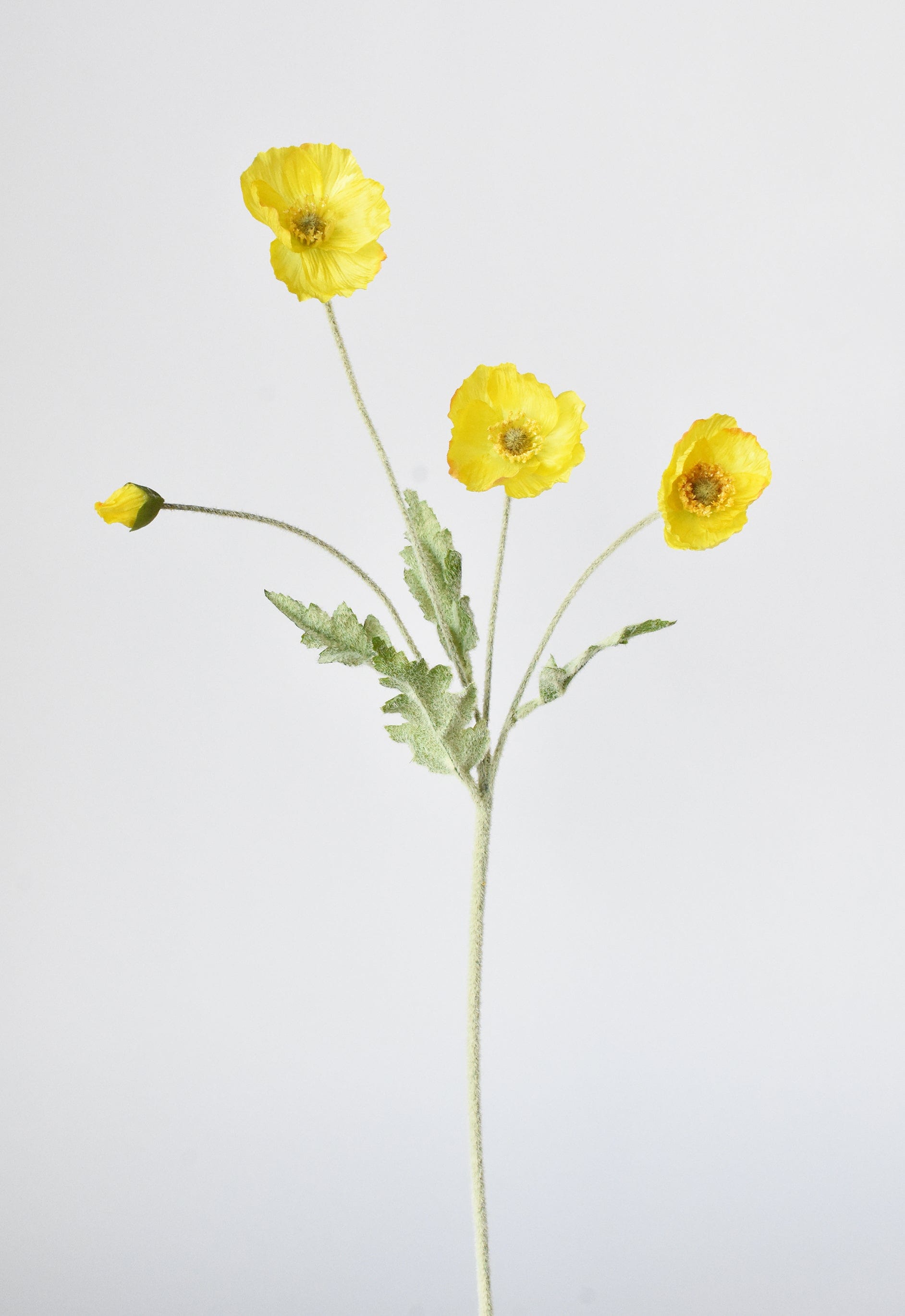 24" Faux Yellow Poppy Stem