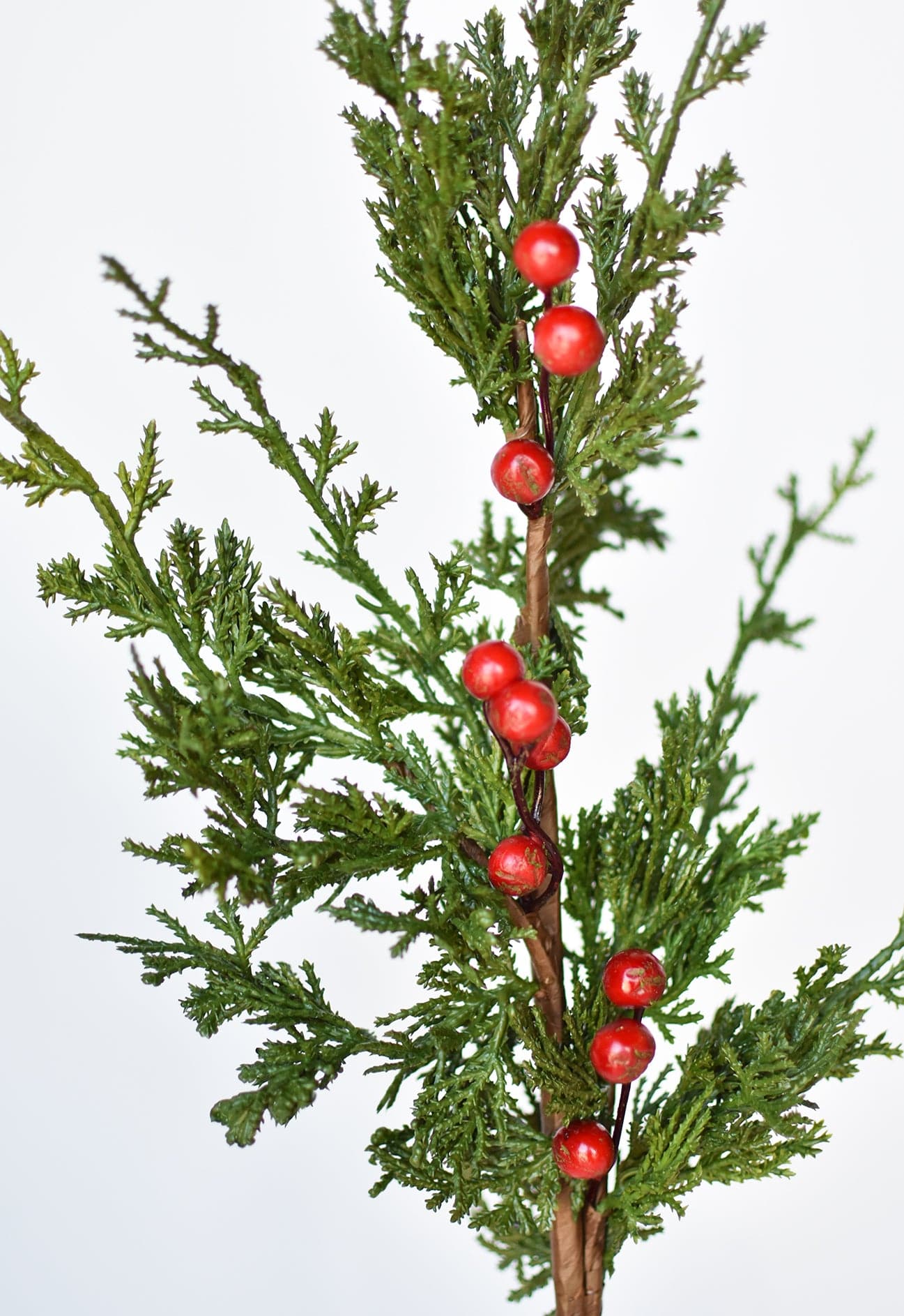 24" Faux Cedar Spray w/ Red Berry Stem