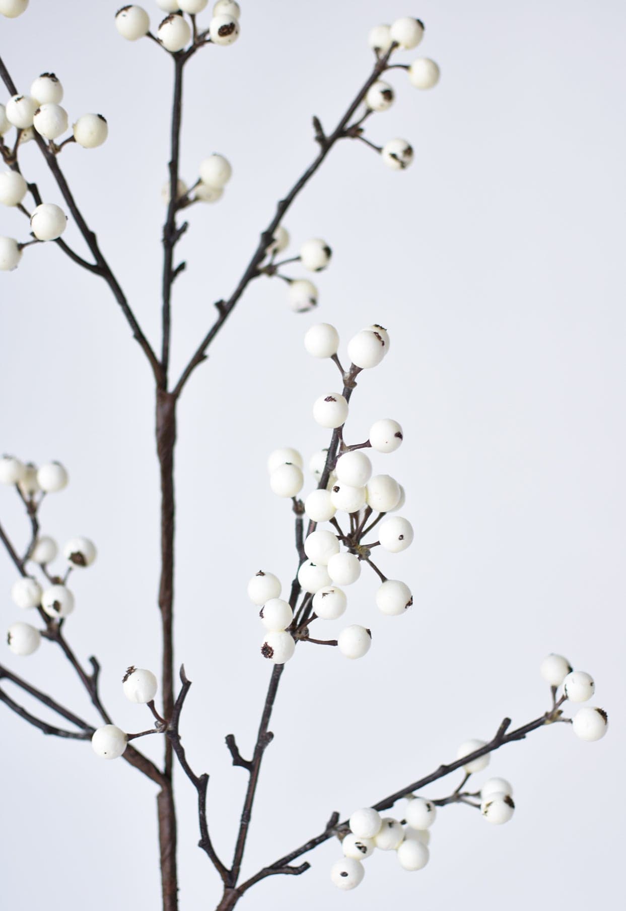 33" Faux White Berry Branch Stem