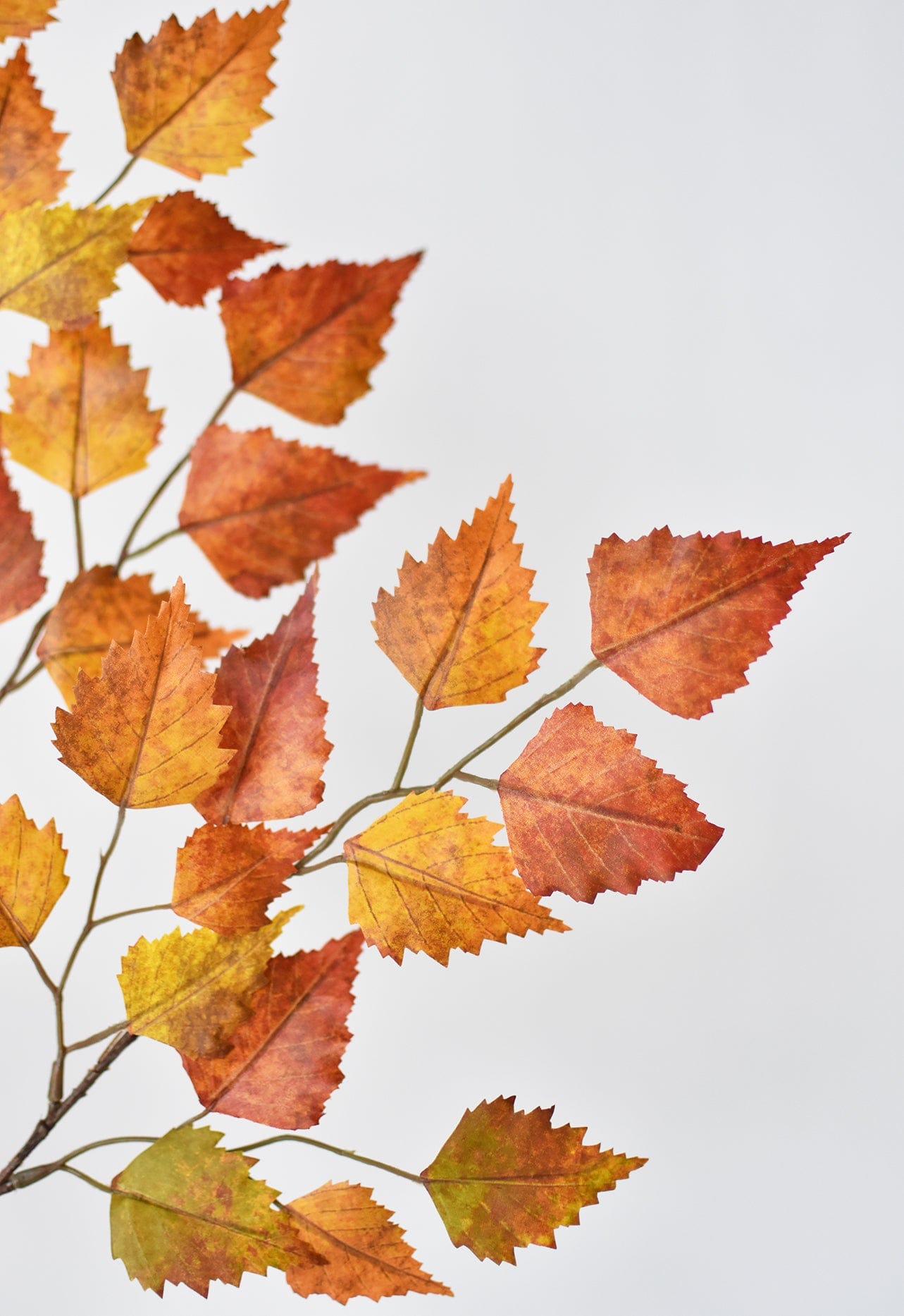 26" Faux Birch Leaf Stem Red / Orange / Yellow