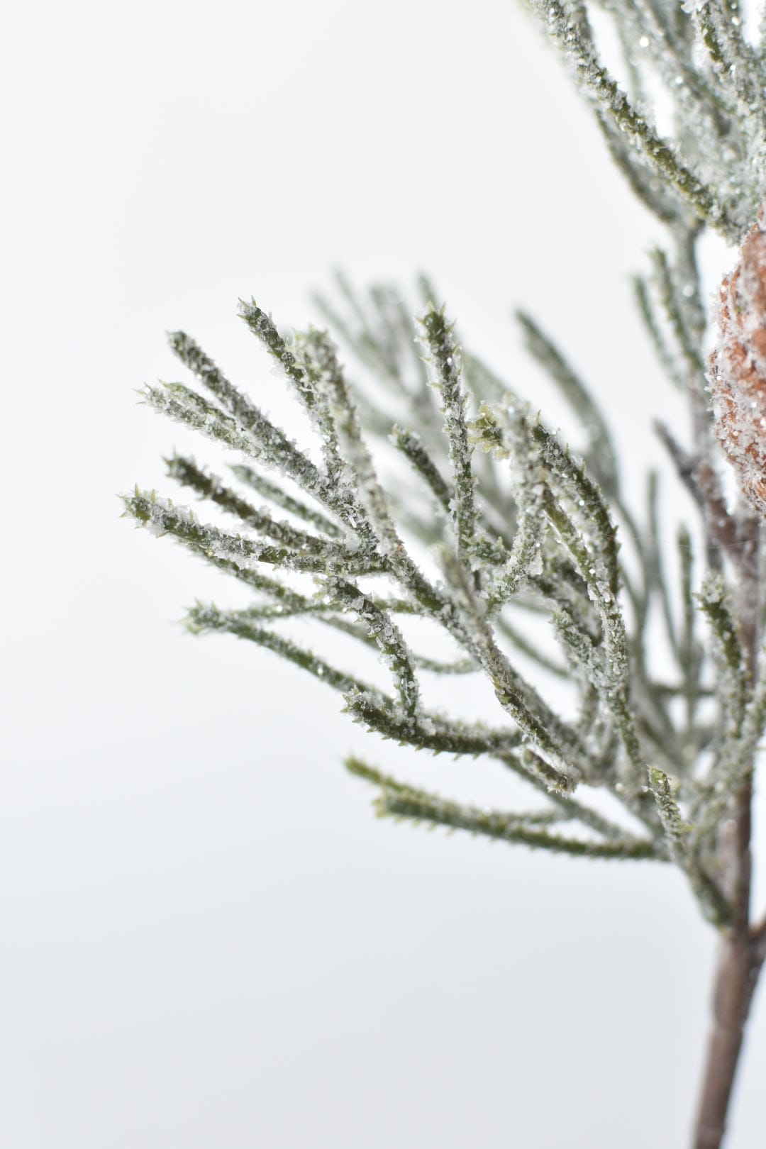 13" Faux Frosted Greenery with Faux Pine Cones