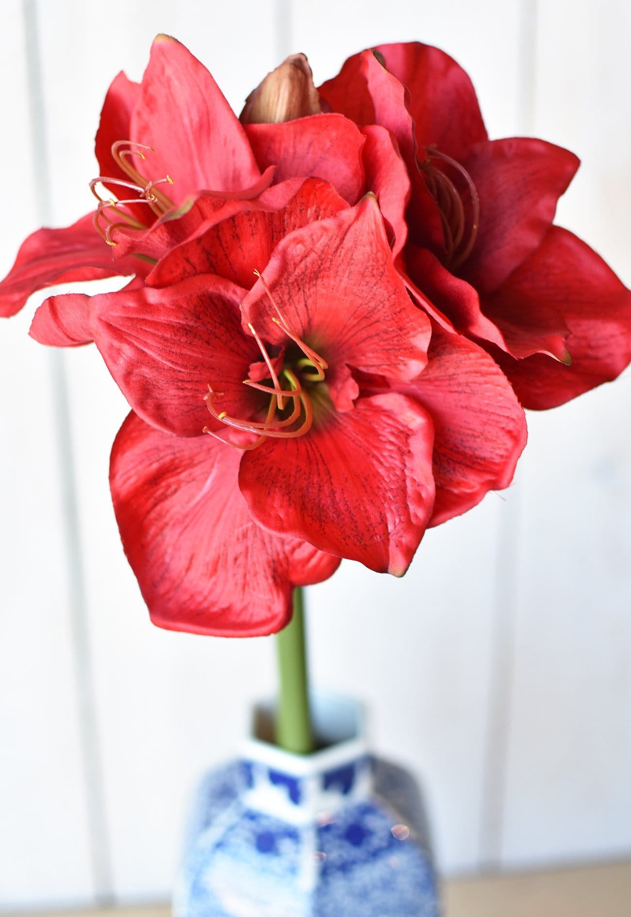 29" Faux Red Amaryllis Stem