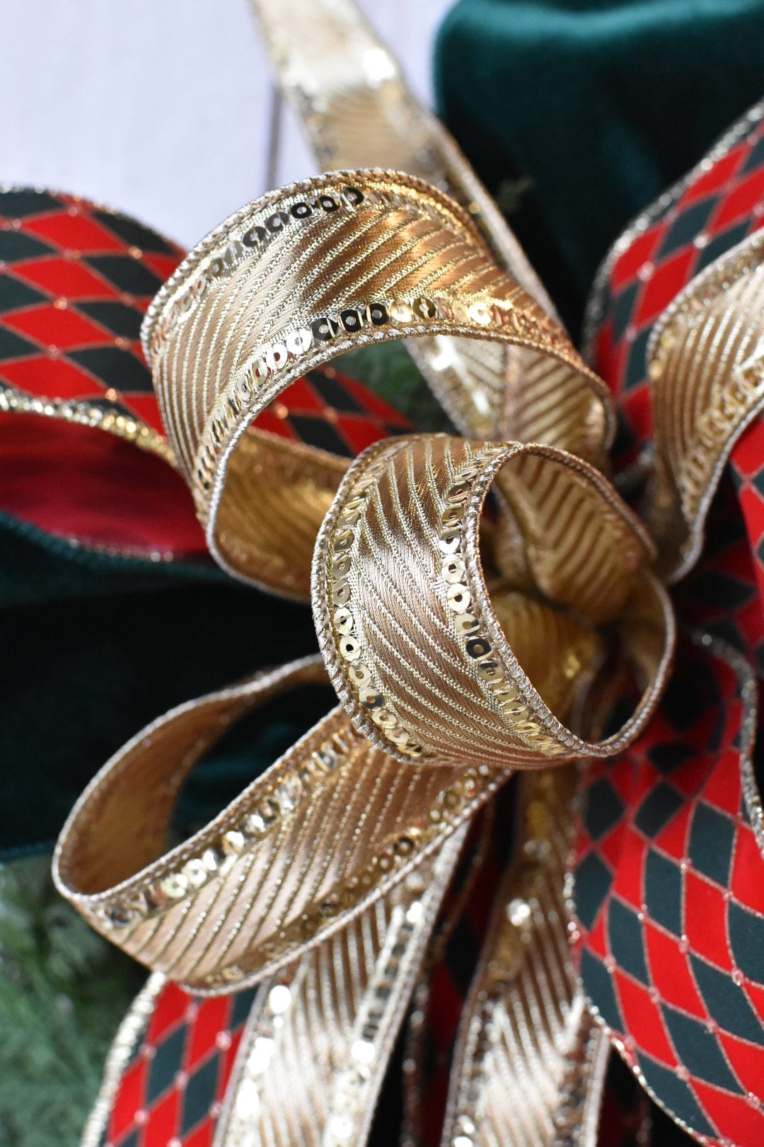 Red Green Harlequin Bow