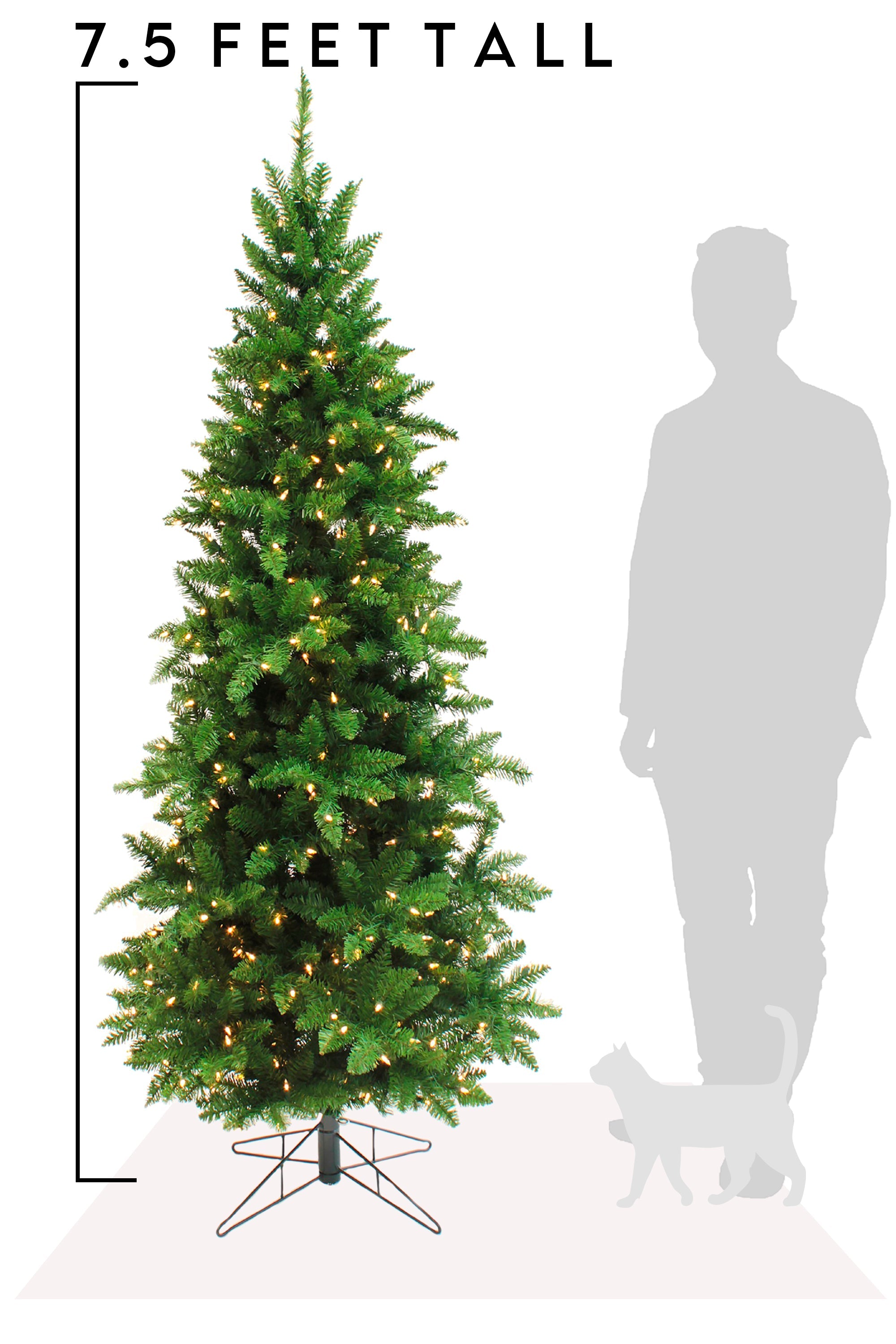Prelit Slim Pencil Spruce Christmas Tree with Warm White Lights