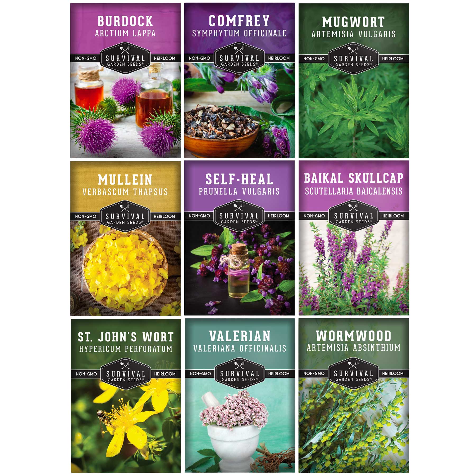 Herbalist Bundle – 9-Varieties of Heirloom Perennial & Biennial Healing Plants for Advanced Apothecary Gardens