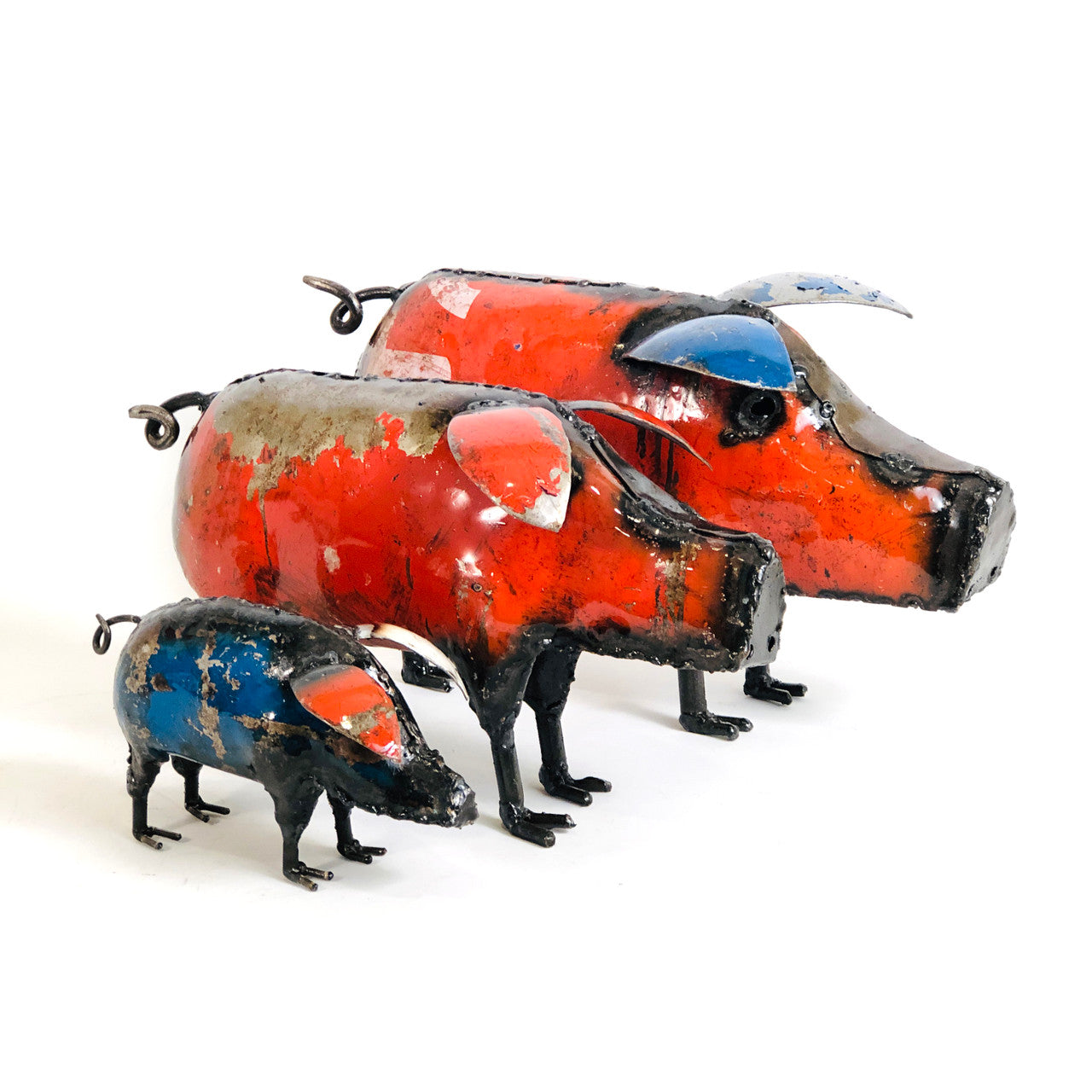 Cute Piggy - Colorful Recycled Metal