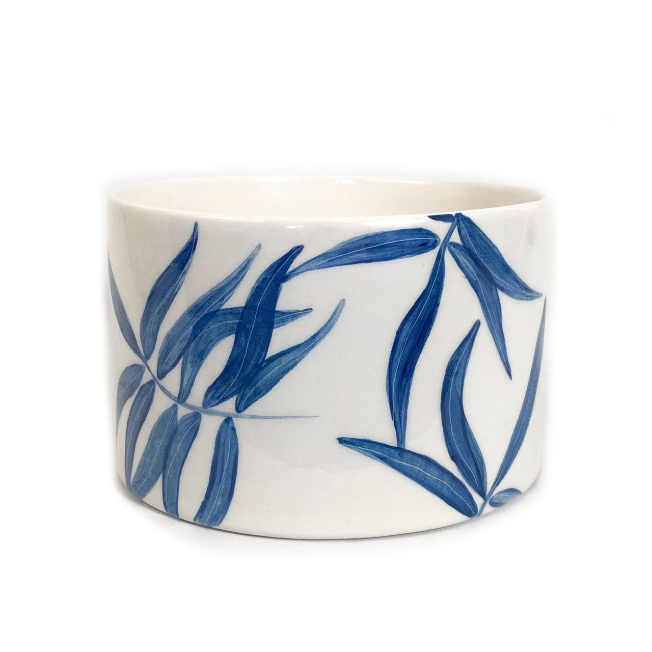 Cylinder Serving Bowl - Blue Floating Leaves