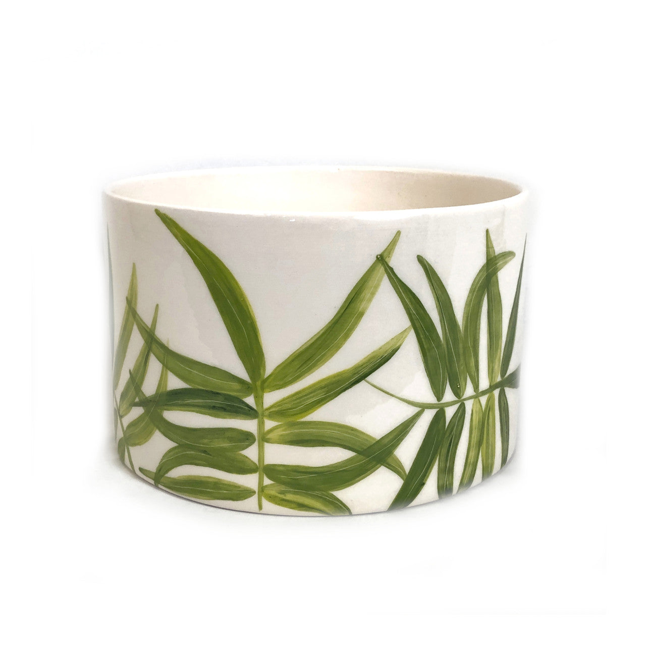 Cylinder Serving Bowl - Green Floating Leaves