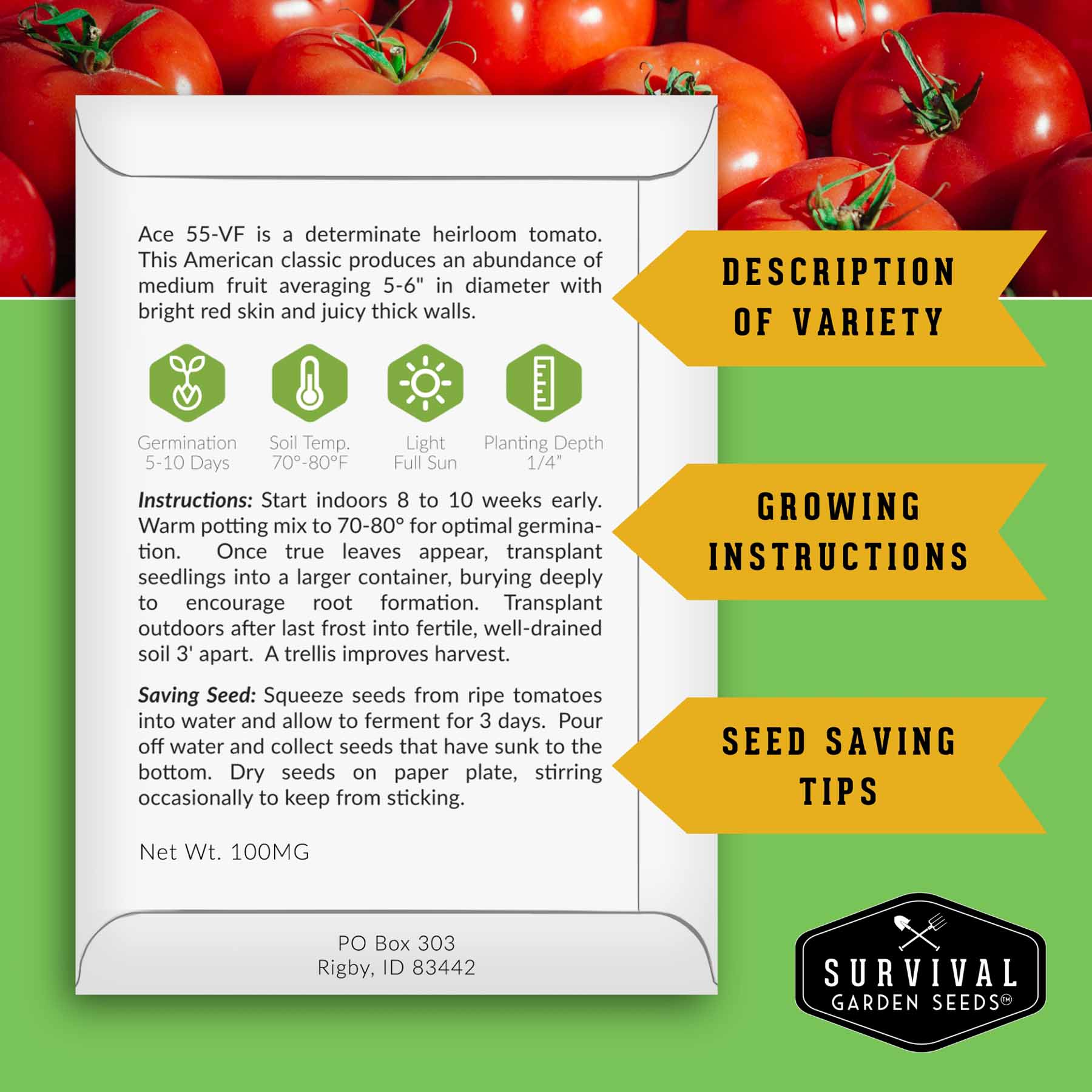 10 Tomato Seed Collection - A Rainbow of Heirloom Tomato Varieties