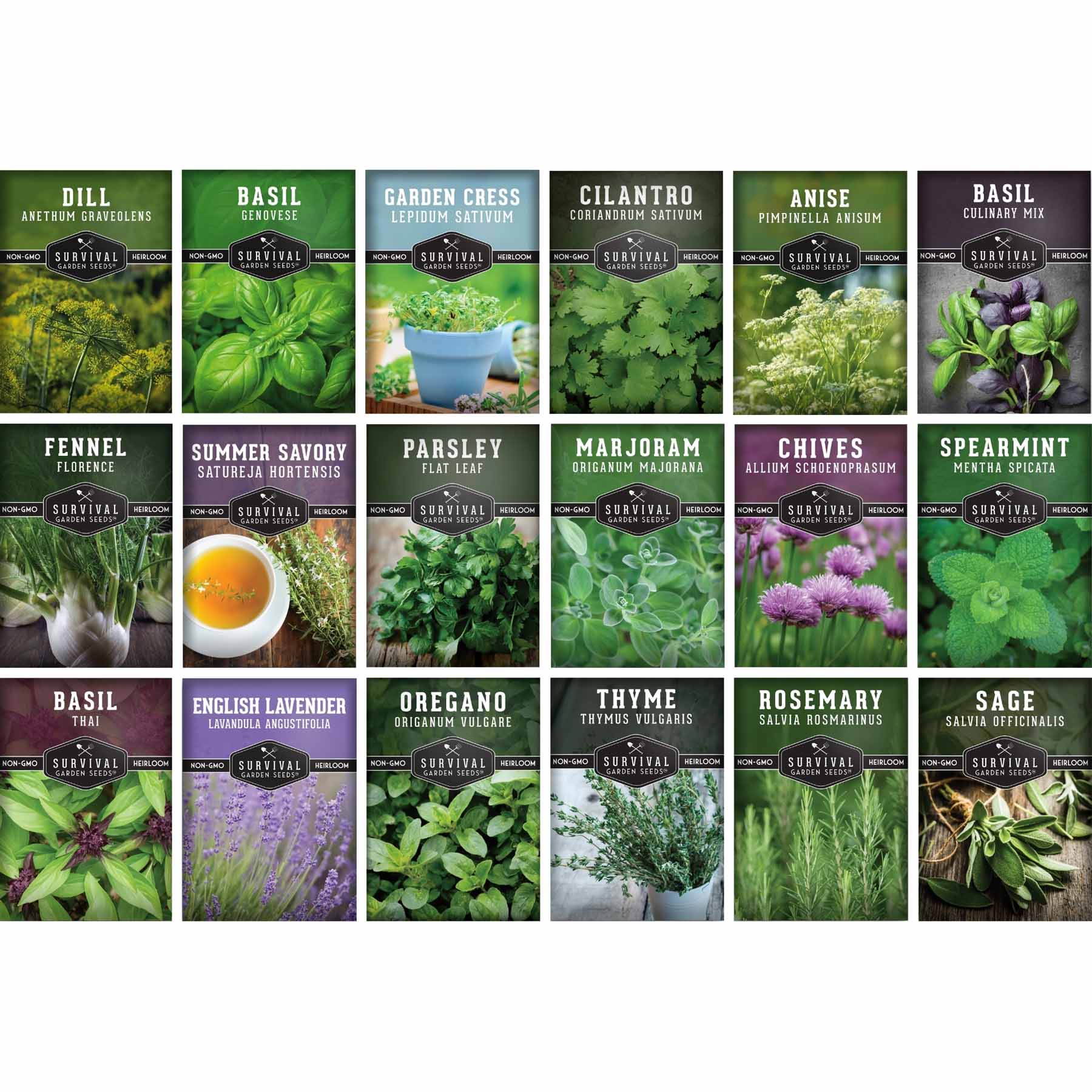 18 Culinary Herb Seed Collection – Heirloom Herbs for Cooking, Teas, Remedies & Year-Round Kitchen Gardens