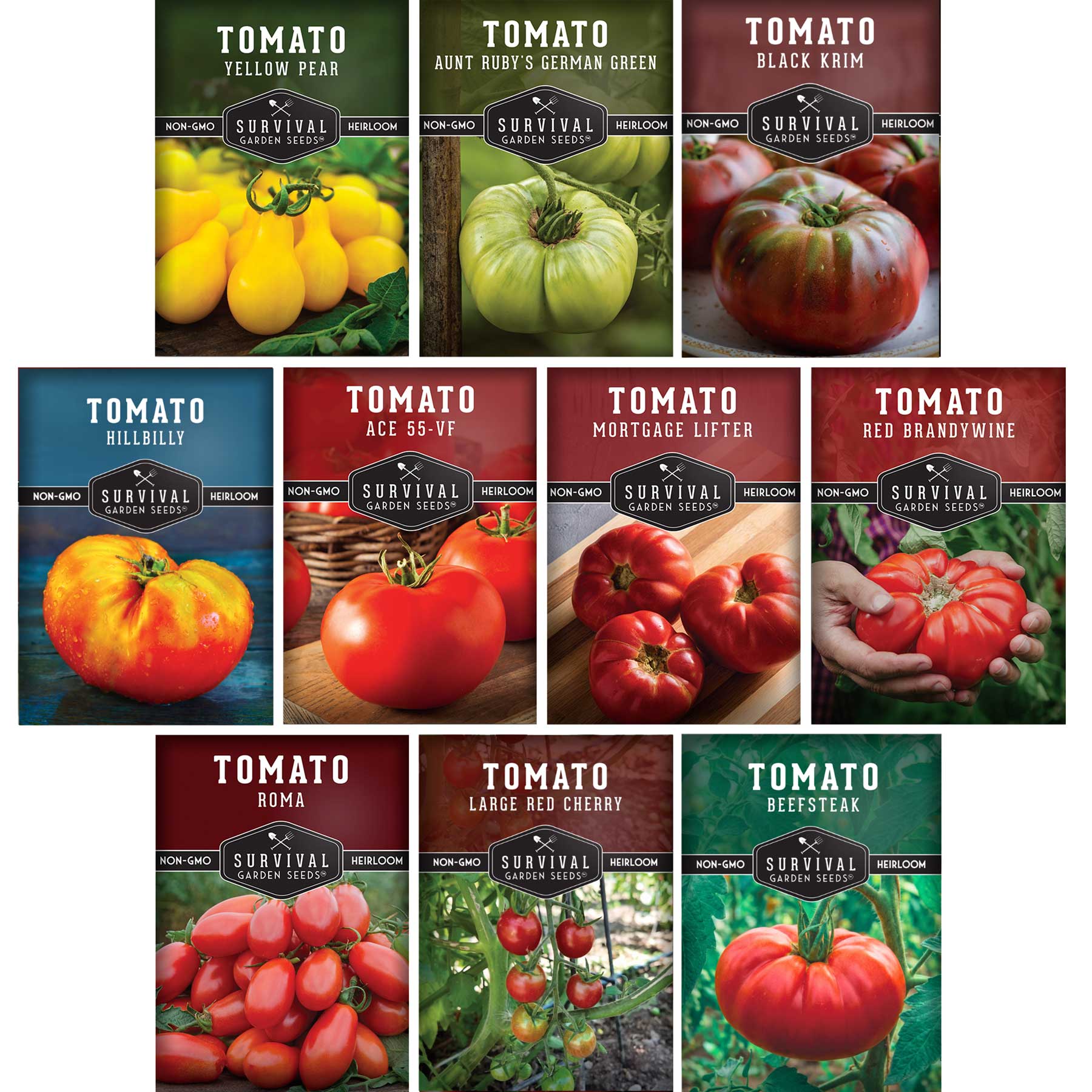 10 Tomato Seed Collection – Heirloom & Garden Favorites for Slicing, Sauces, Canning & Fresh Eating