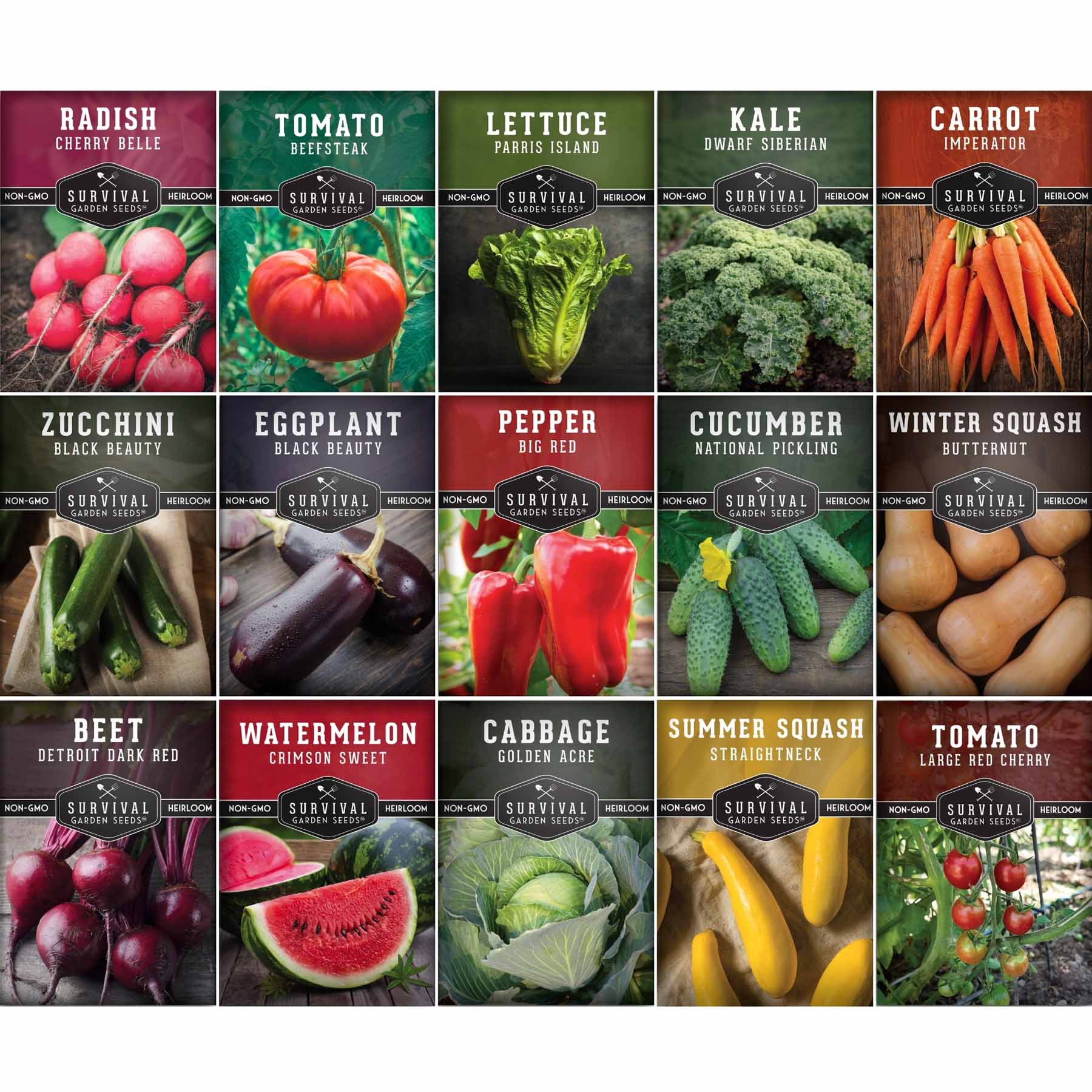 15-Variety Non-GMO Heirloom Vegetable Seed Collection