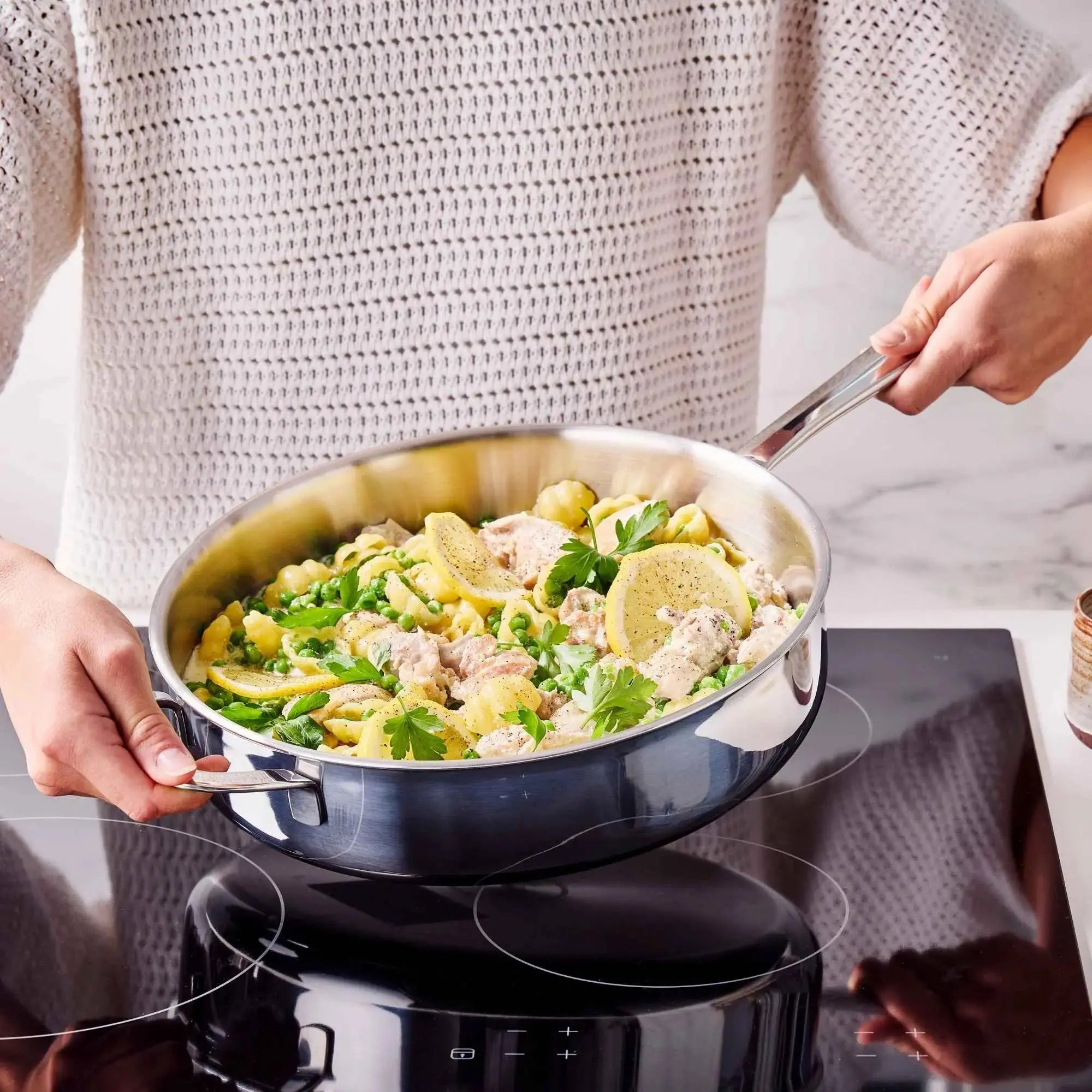 5-Ply Stainless Steel Sauté Pan with Lid, 4-Qt