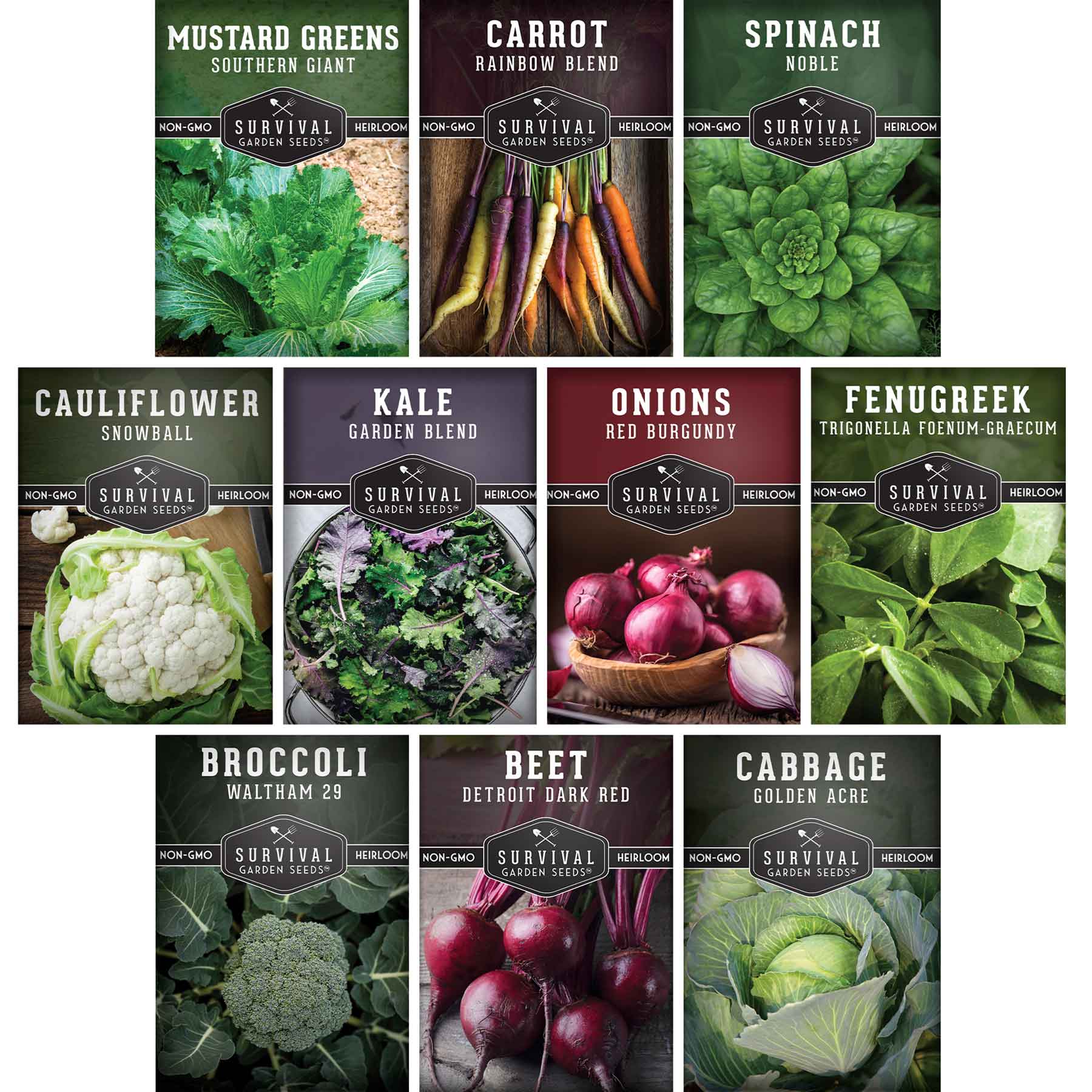 10-Variety Heirloom Spring Vegetable Seed Collection – Non-GMO Cool-Weather Crops for Early, Fall, or Indoor Gardening