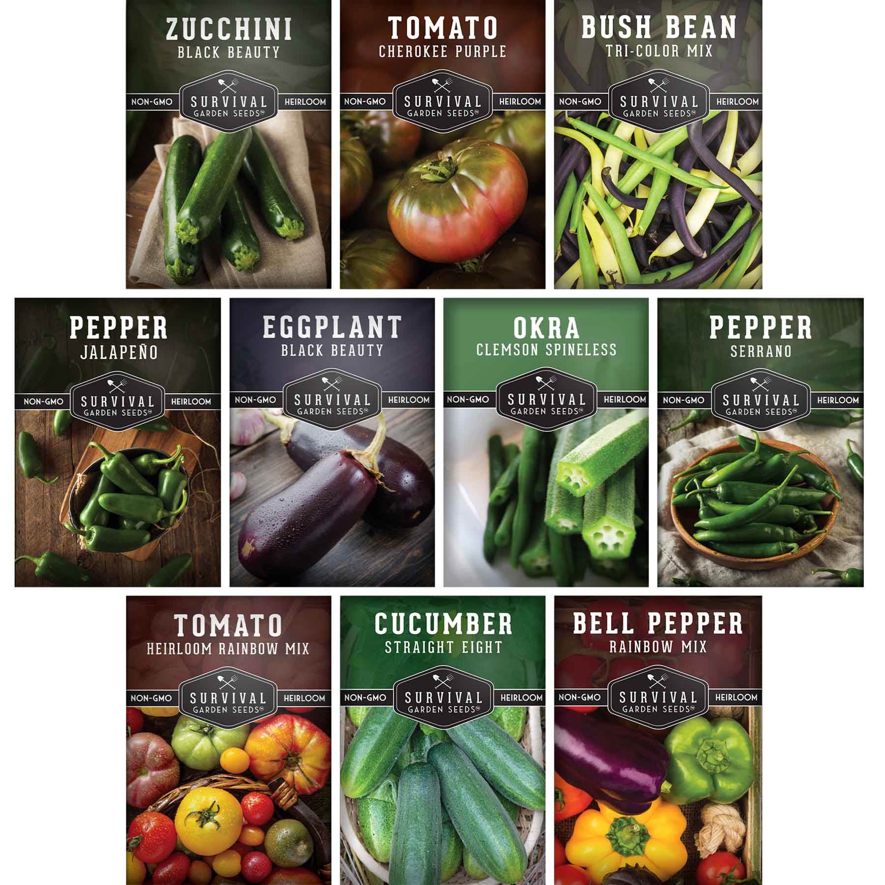 Summer Vegetable Seed Collection – Easy-Growing Tomatoes, Peppers, Beans, Cucumbers, Eggplant & Zucchini