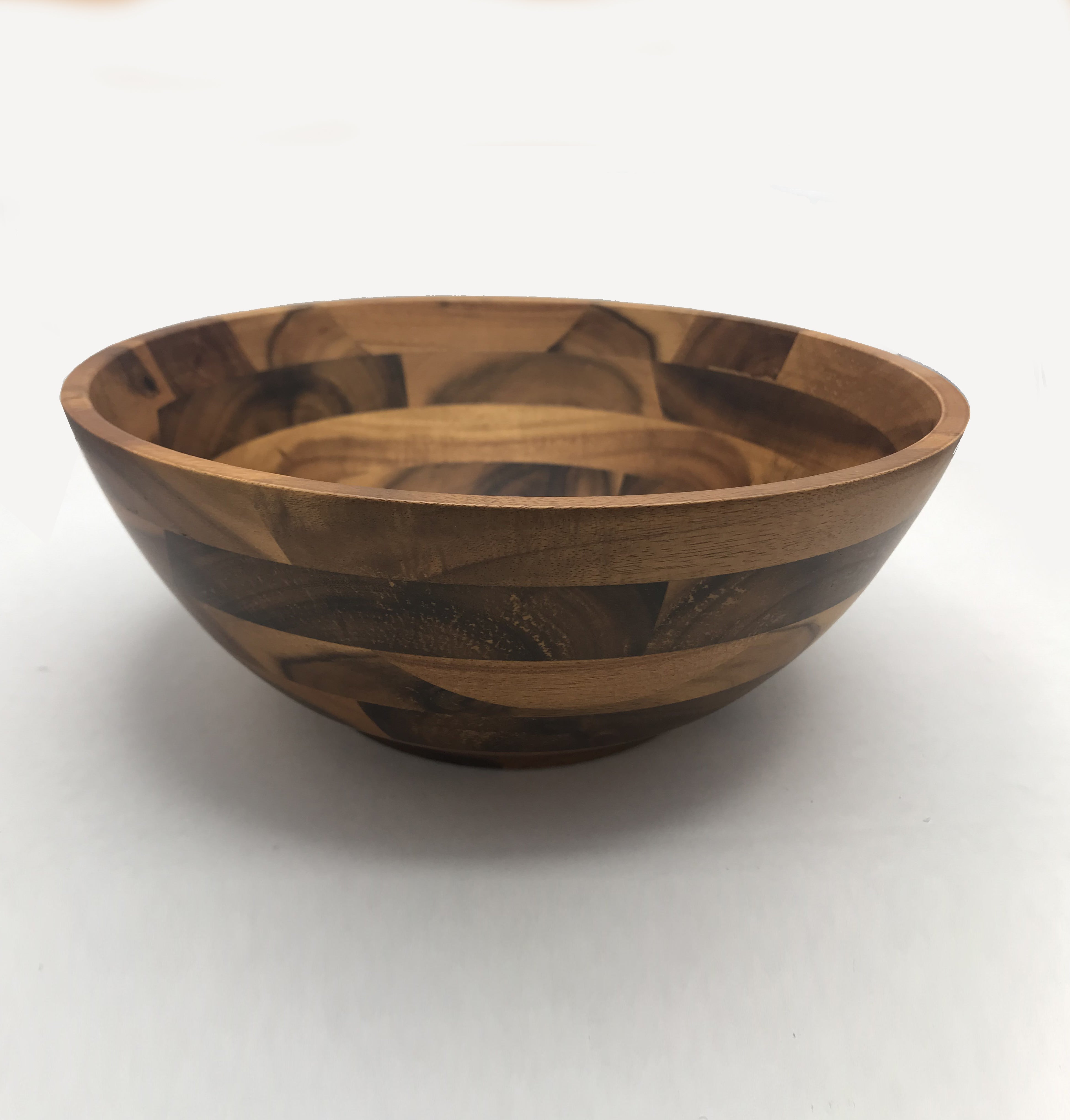 Zavis Green Acacia Wood Round Salad Bowl 10" | Dishwasher Safe