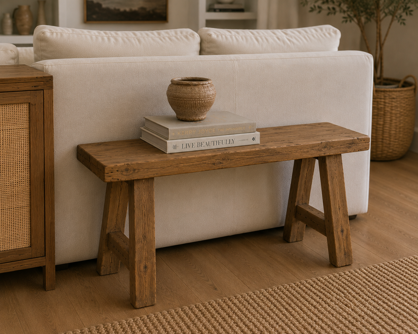 Primitive Teak Log Bench
