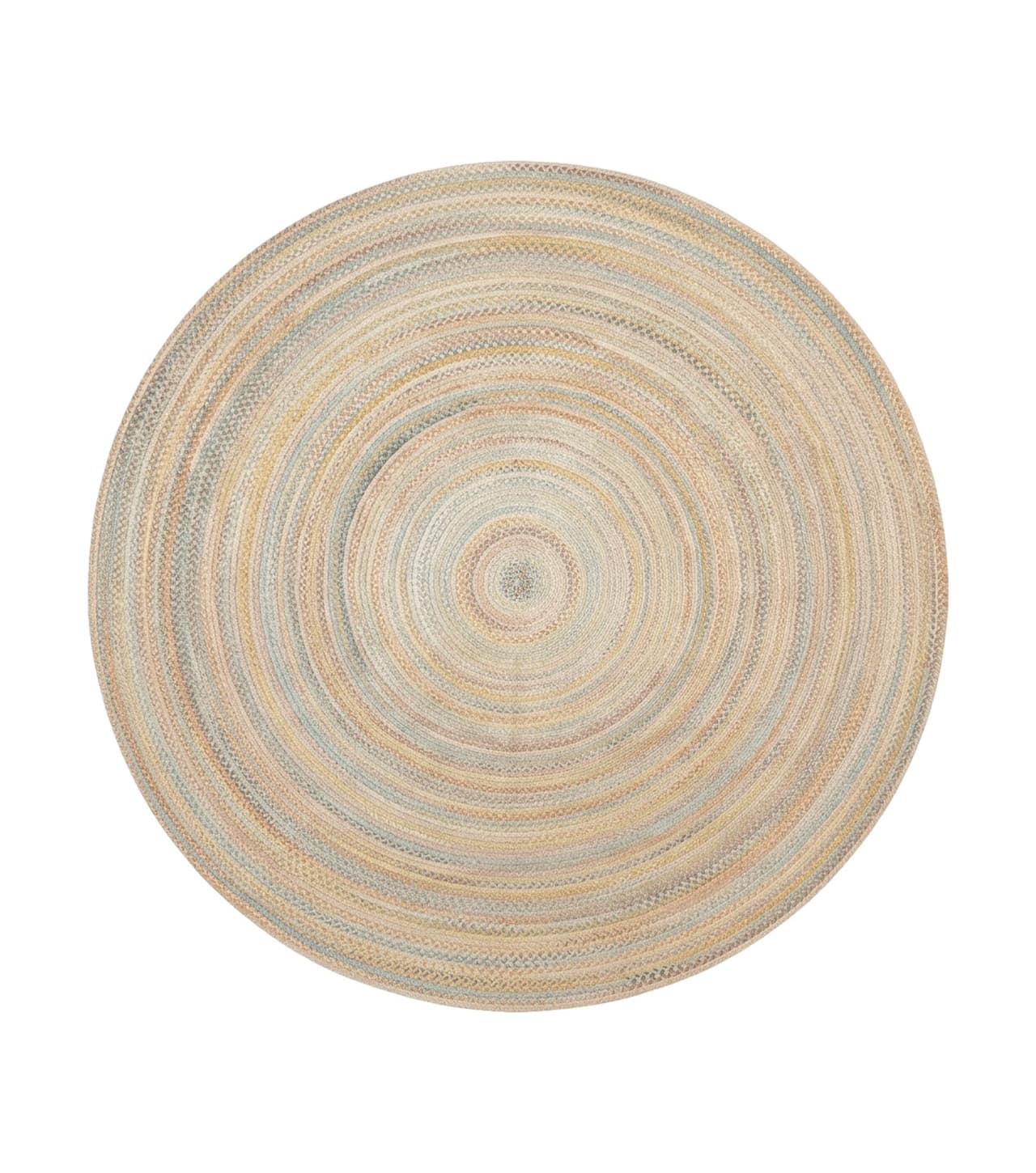 Large American Round Braided Rug 10x10, Multicolor, Vintage, Mid Century, Hand Braided