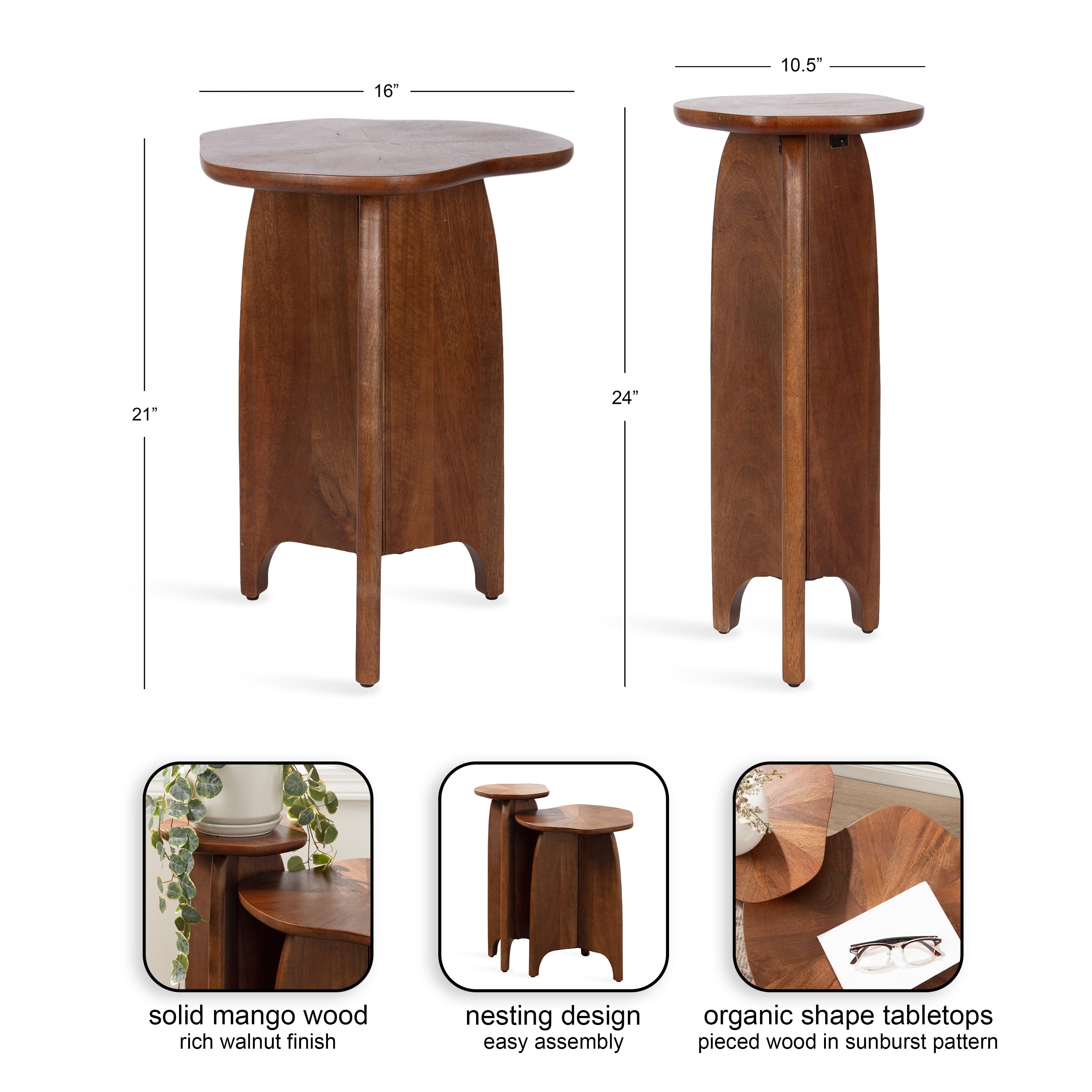 Kanna Wood 2pc Table Set