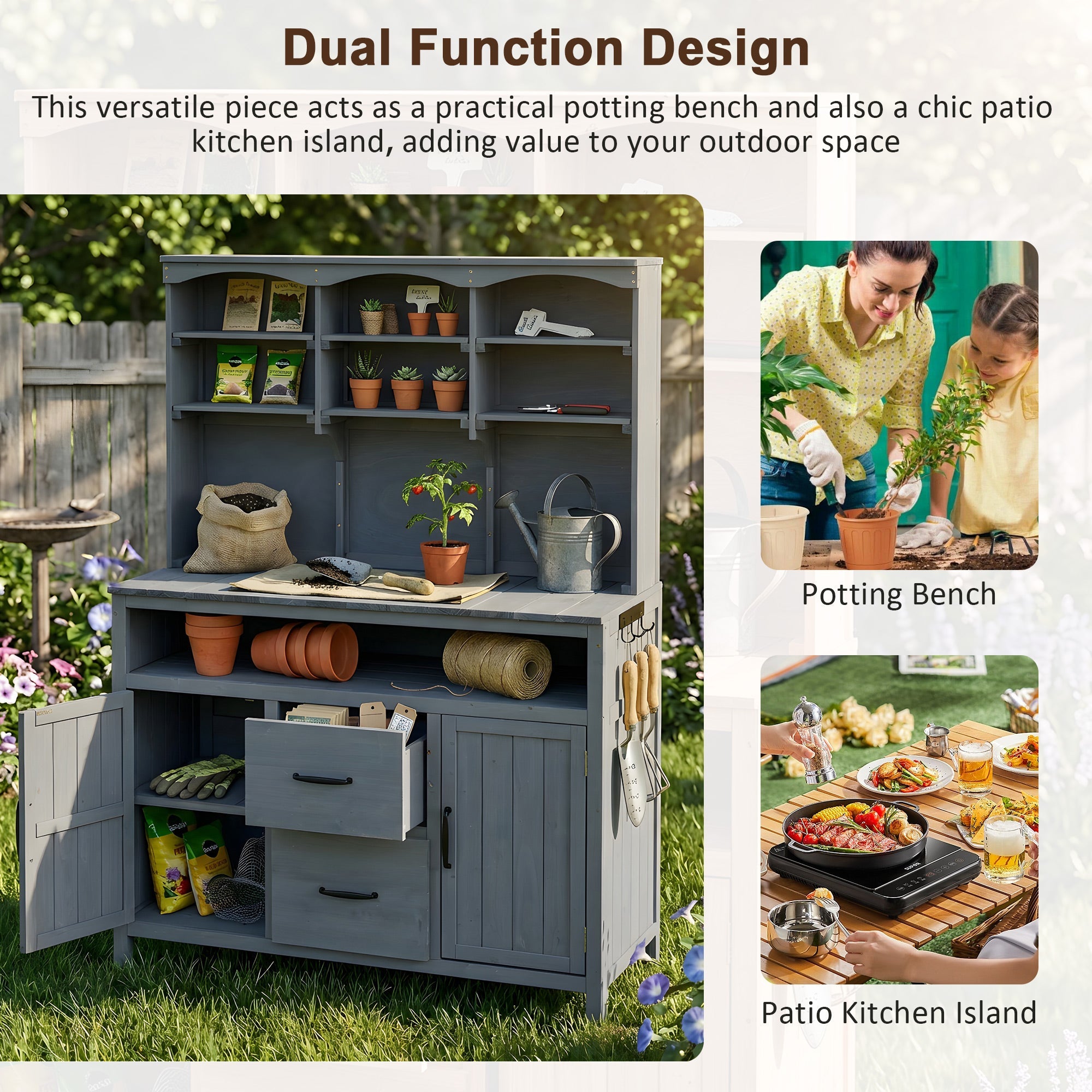 TOPMAX Large Fir Wood Potting Bench