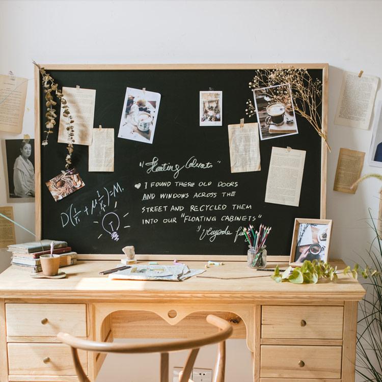 Black Magnetic Chalk Board with Solid Wood Frame