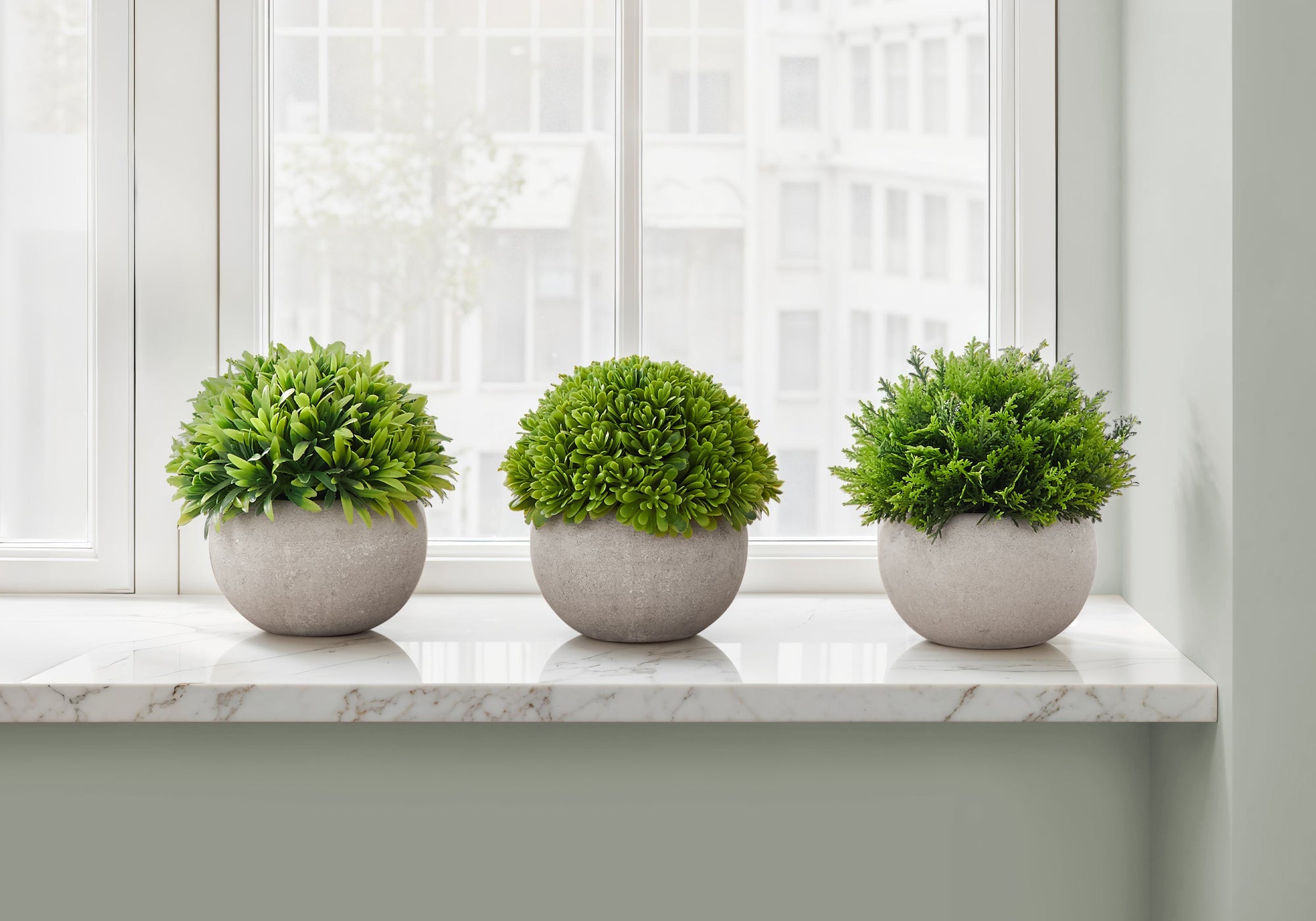 Artificial Plant Set of 3 - 5" Tall Indoor Faux Greenery