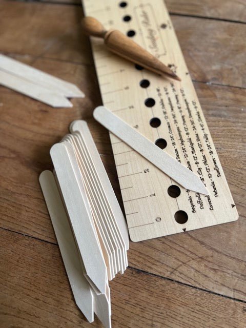 Garden Gift Set - American Hardwood Seed and Bed Ruler, Dibblers, Pot Tamper and Markers