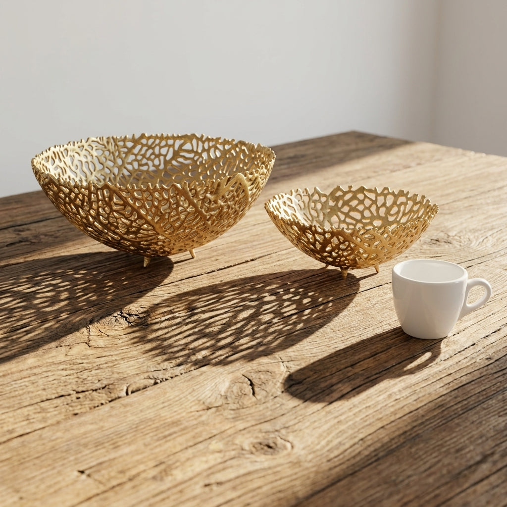 Aluminum Gold Finish Metal Fruit Basket