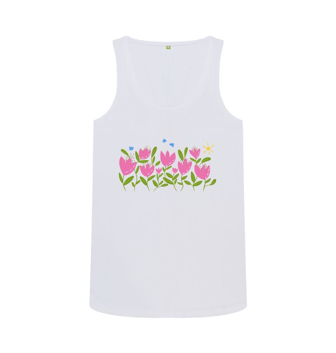 Breezy Tulips w Butterflies Scoop Tank T-Shirt (Adult)