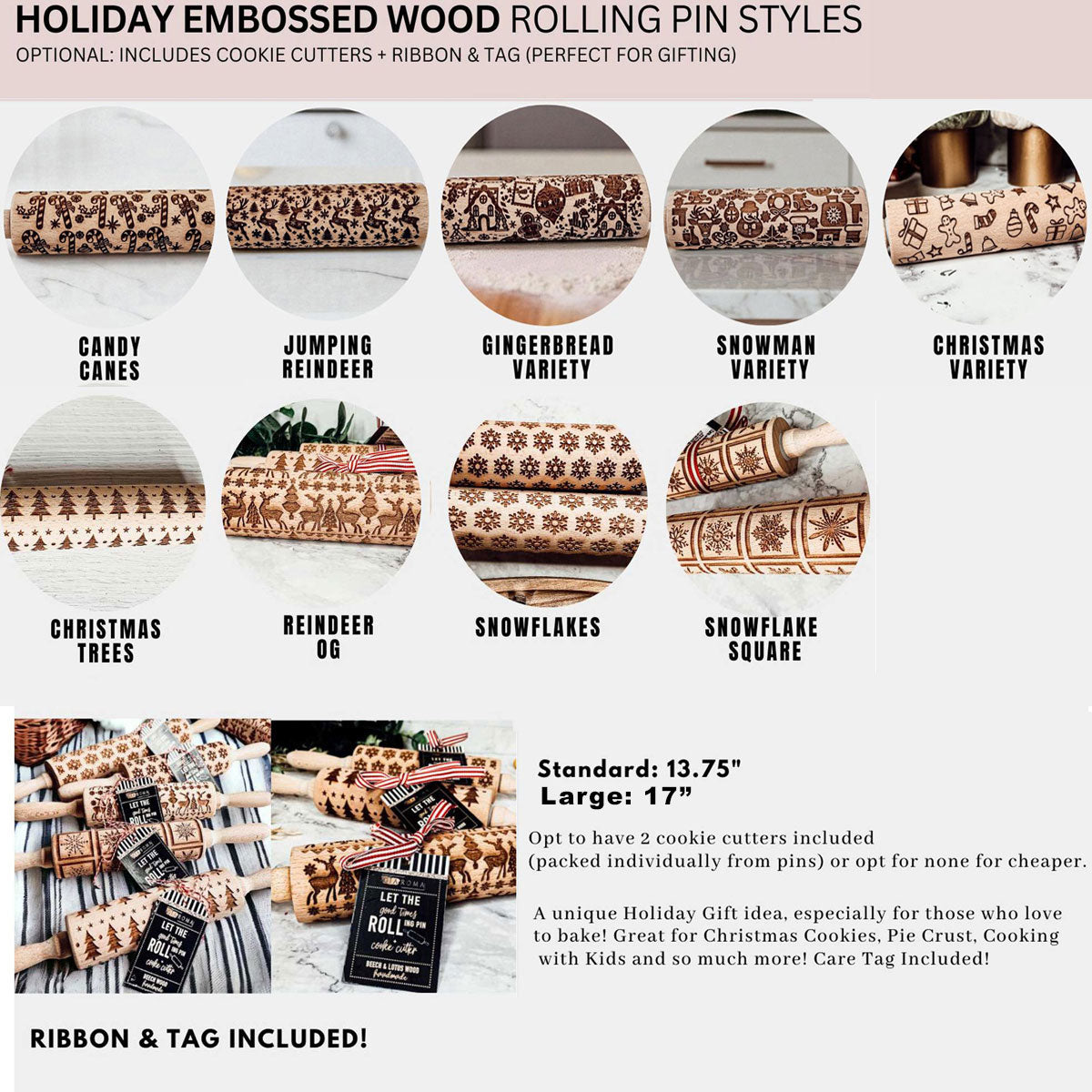 Christmas Rolling Pin Set | 10 Styles