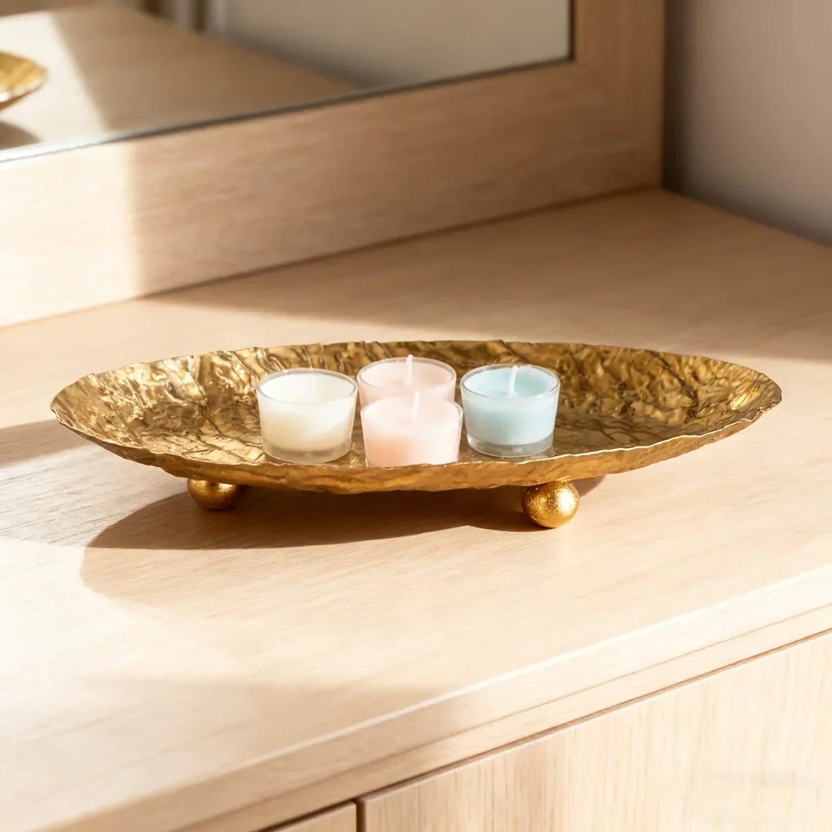 Storage Tray - Hammered Golden Metal