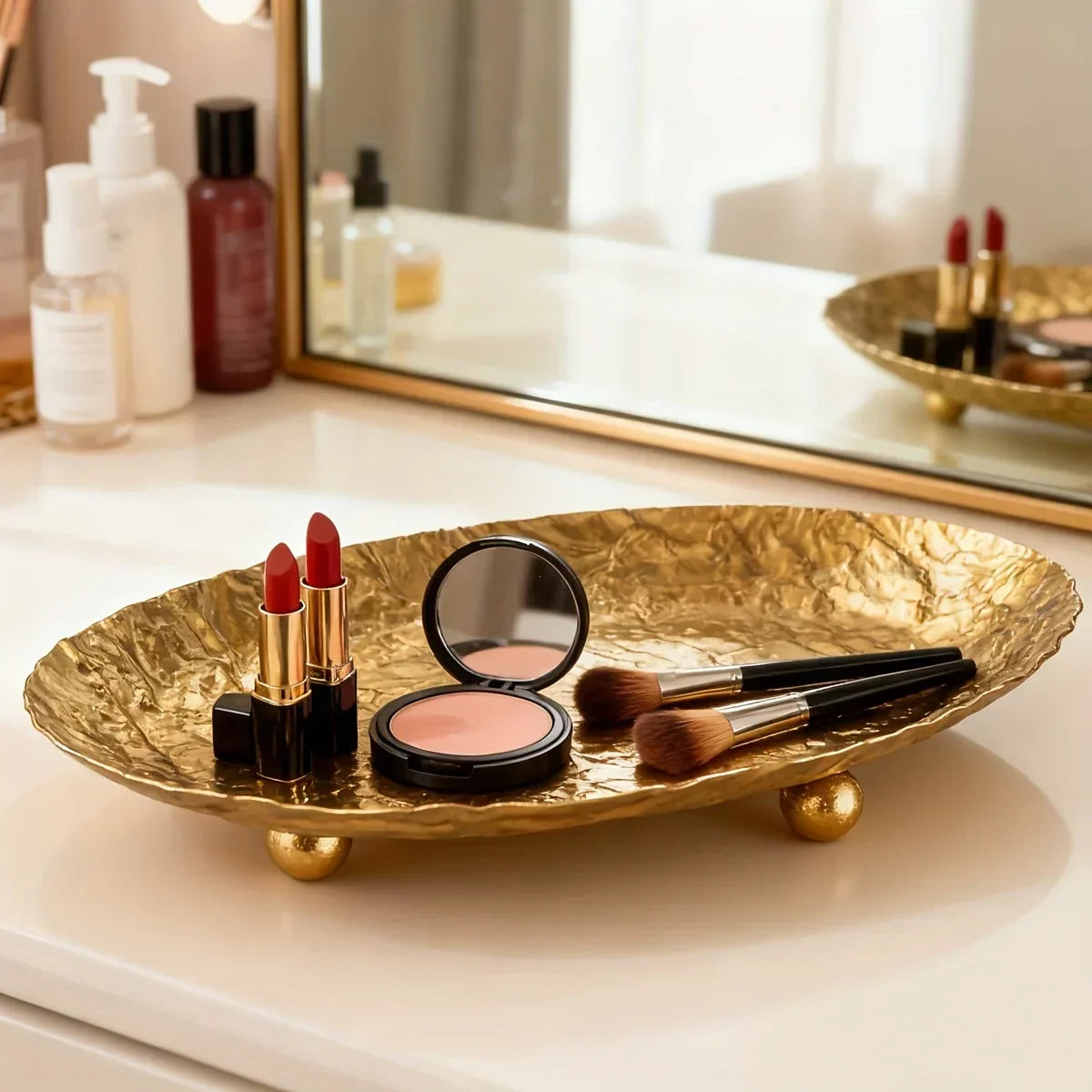 Storage Tray - Hammered Golden Metal
