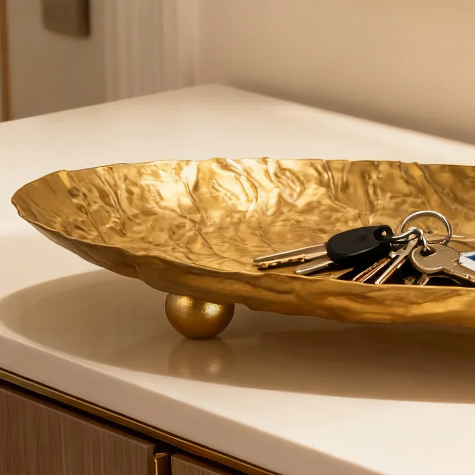 Storage Tray - Hammered Golden Metal