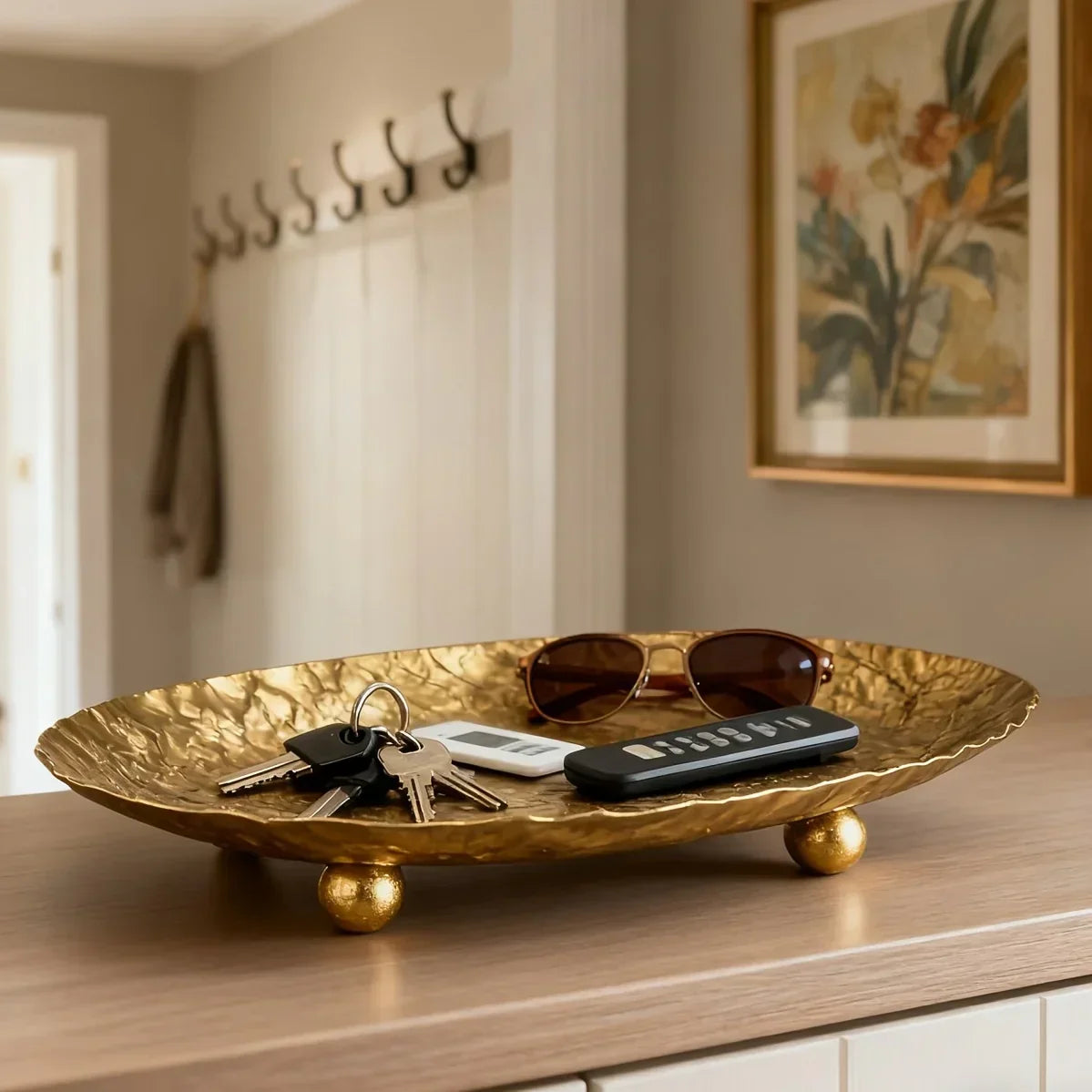 Storage Tray - Hammered Golden Metal