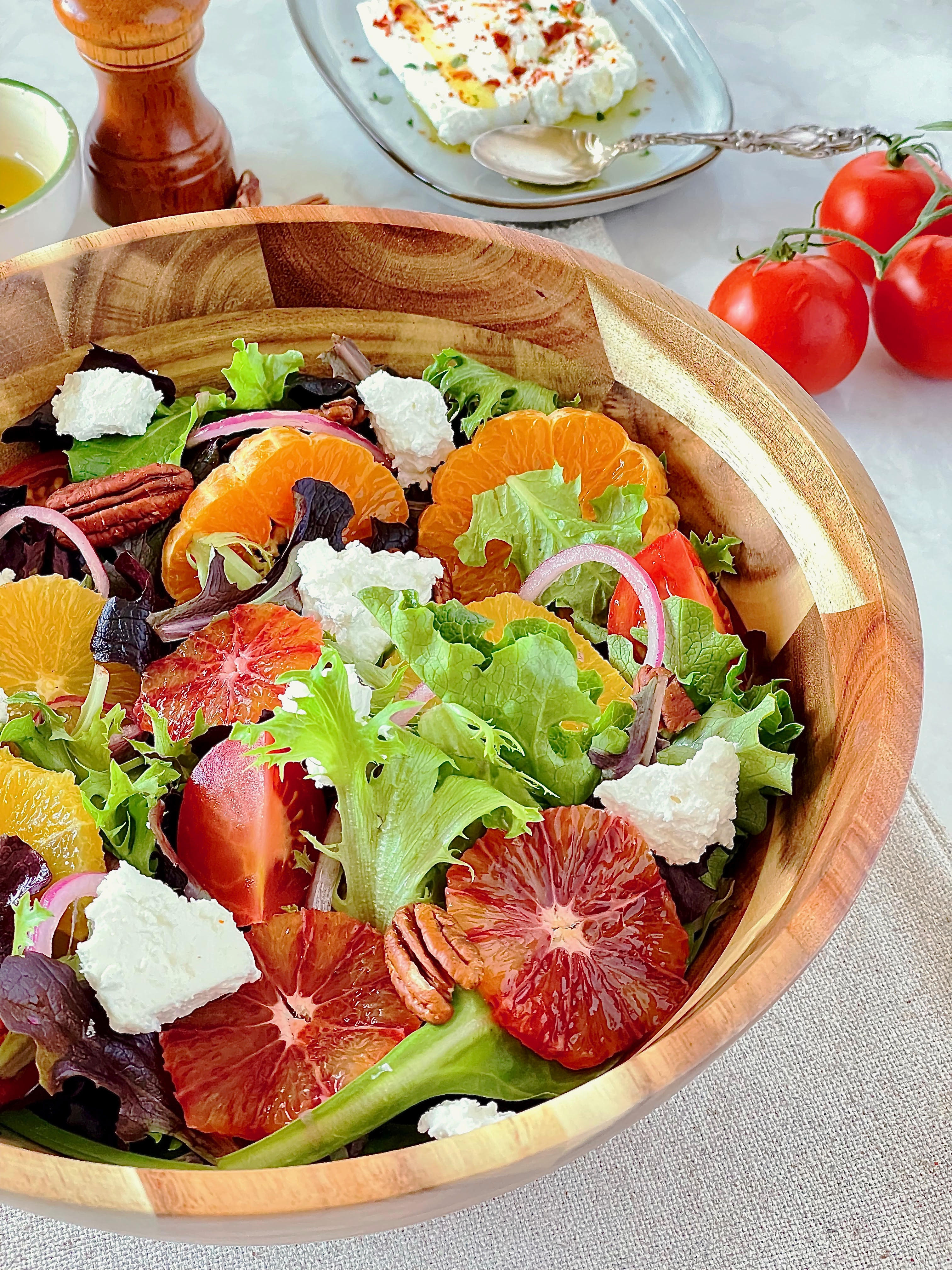 Zavis Green Acacia Wood Round Salad Bowl 10" | Dishwasher Safe