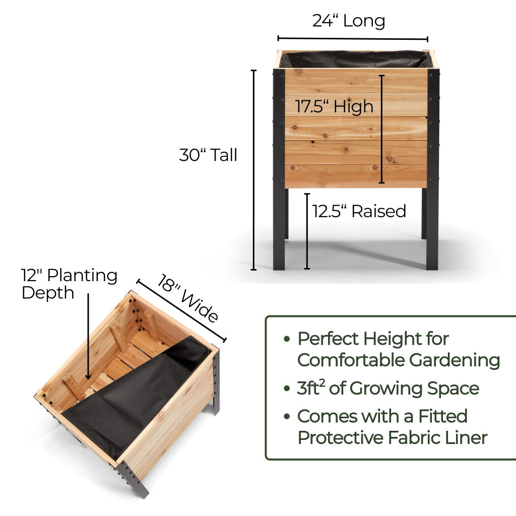 18″ x 24″ Deep Root Raised Garden Bed - 30″ TALL / Select Grade