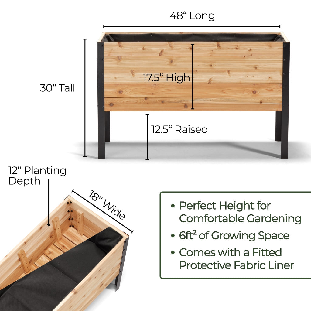 18″ x 48″ Deep Root Raised Garden Bed - 30″ TALL - Select Grade