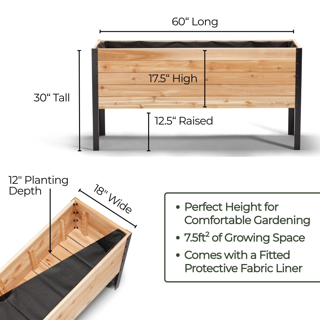 18″ x 60″ Deep Root Raised Garden Bed - 30″ TALL / Select Grade
