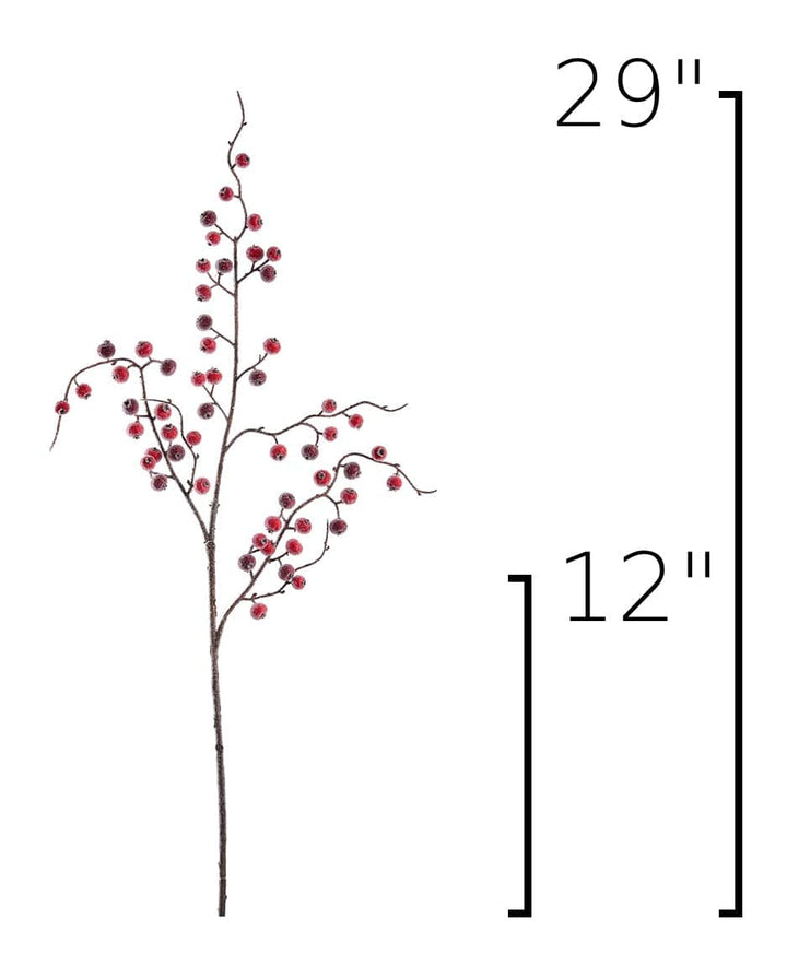 29" Faux Red Sugar Berry Spray Stem