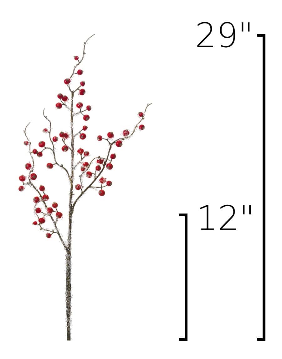 29" Faux Iced Red Berry Stem