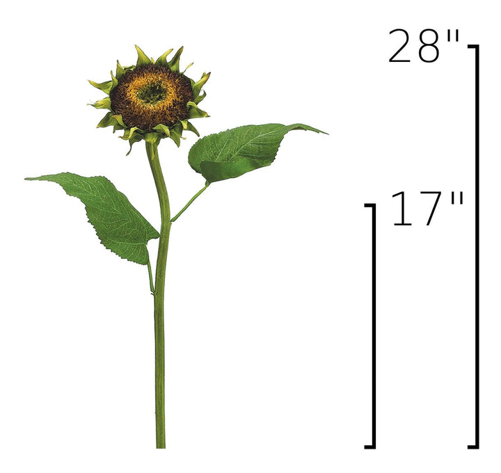 28" Faux Aged Brown Sunflower Stem