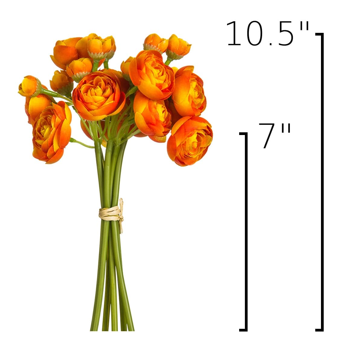 10.5" Faux Peachy Orange Ranunculus Stem Bundle