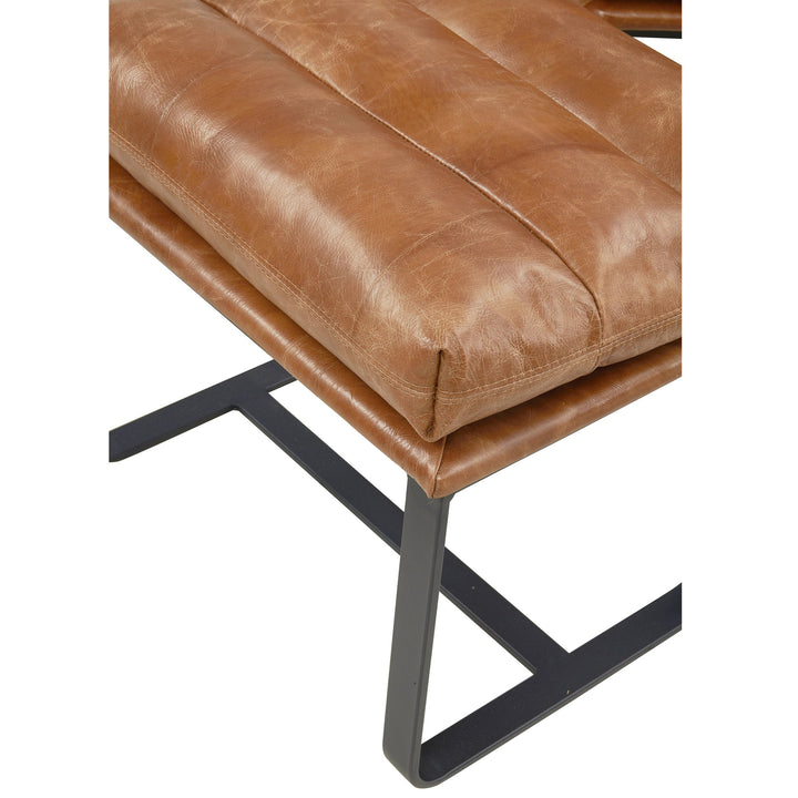 NEW! Prima Classe Rustic Modern Chair and Ottoman Set - Light Brown Leather