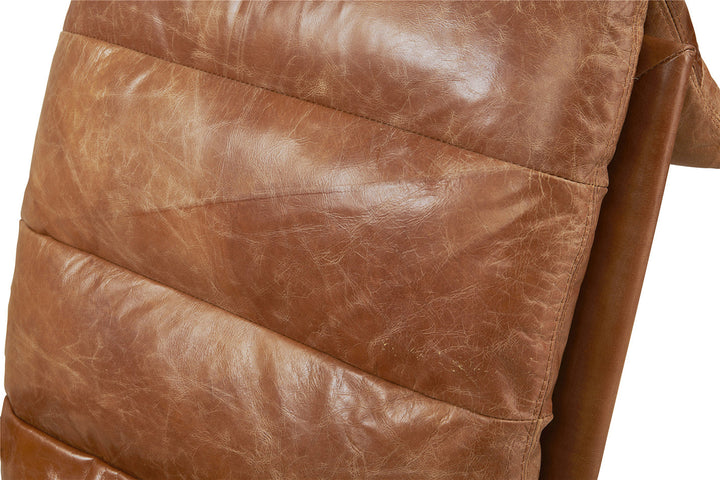 NEW! Prima Classe Rustic Modern Chair and Ottoman Set - Light Brown Leather