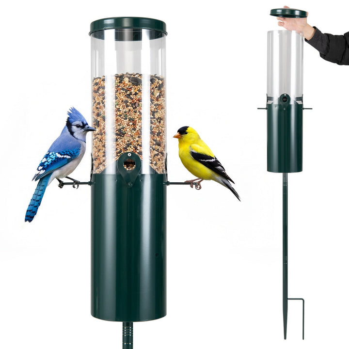 10 LBS Large Capacity Squirrel Proof Bird Feeder with Pole Mount and Baffle